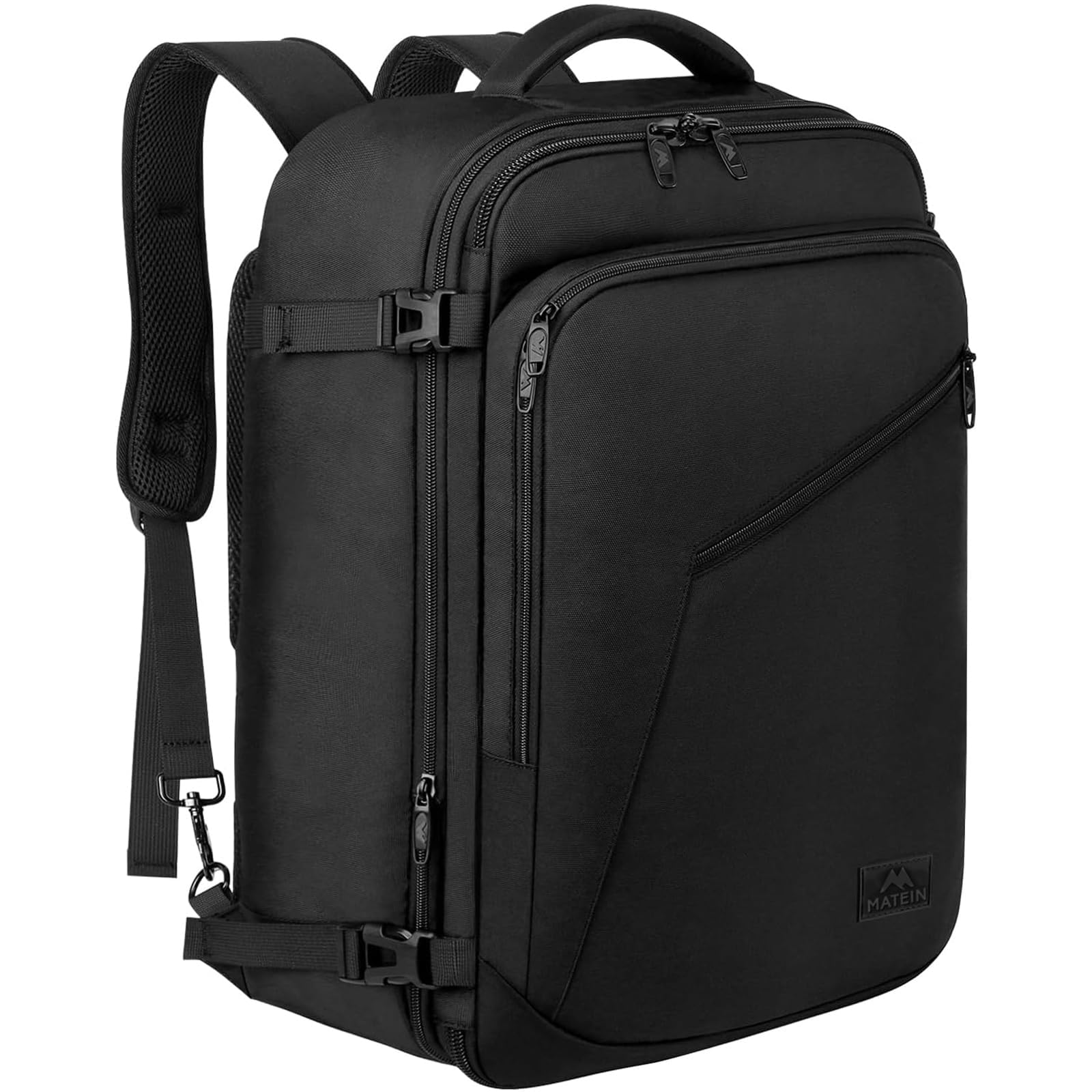 MATEIN40L Travel Backpack for Men,Extra Large Expandable Airplane Approved Carry On Business Daypack, Water Resistant Lightweight Rucksack for Flight,Outdoor Weekender Luggage Bag, Black
