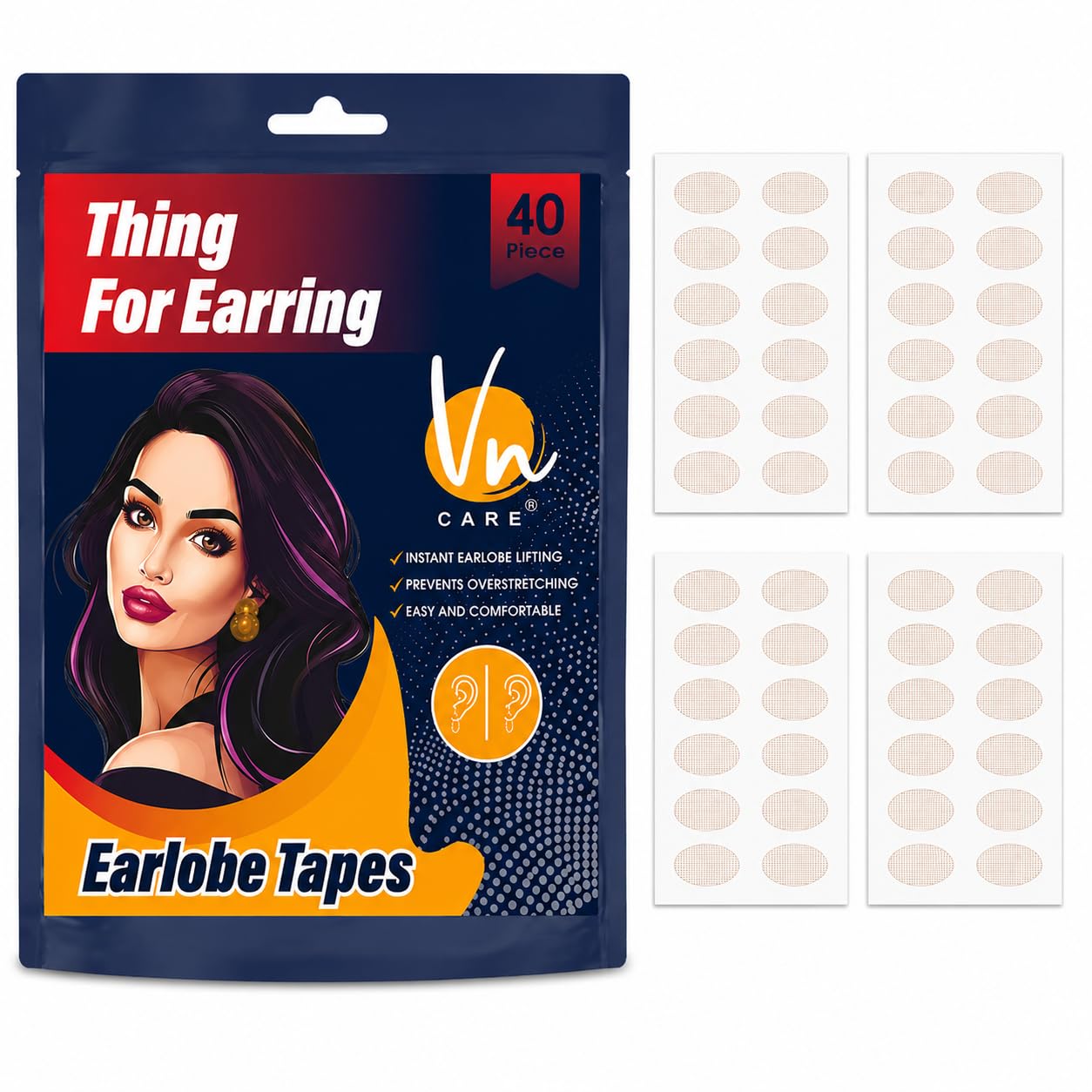 Invisible Ear Lobe Support for Earrings Earlobe Tapes and Stickers Earring Supporter for Heavy Earrings Support Patches Girls & Women (Pack of 40)-image-46