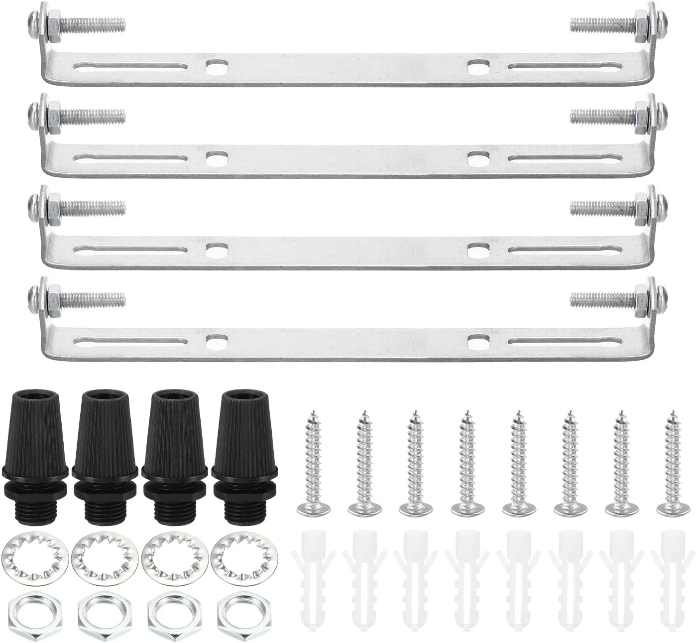 PATIKIL 165mm Ceiling Light Plate Kit, 4 Set Light Fixture Mounting Bracket Plate Steel Crossbar for Home Office Pendant Wall Light, with Screw Washer Nut Kit