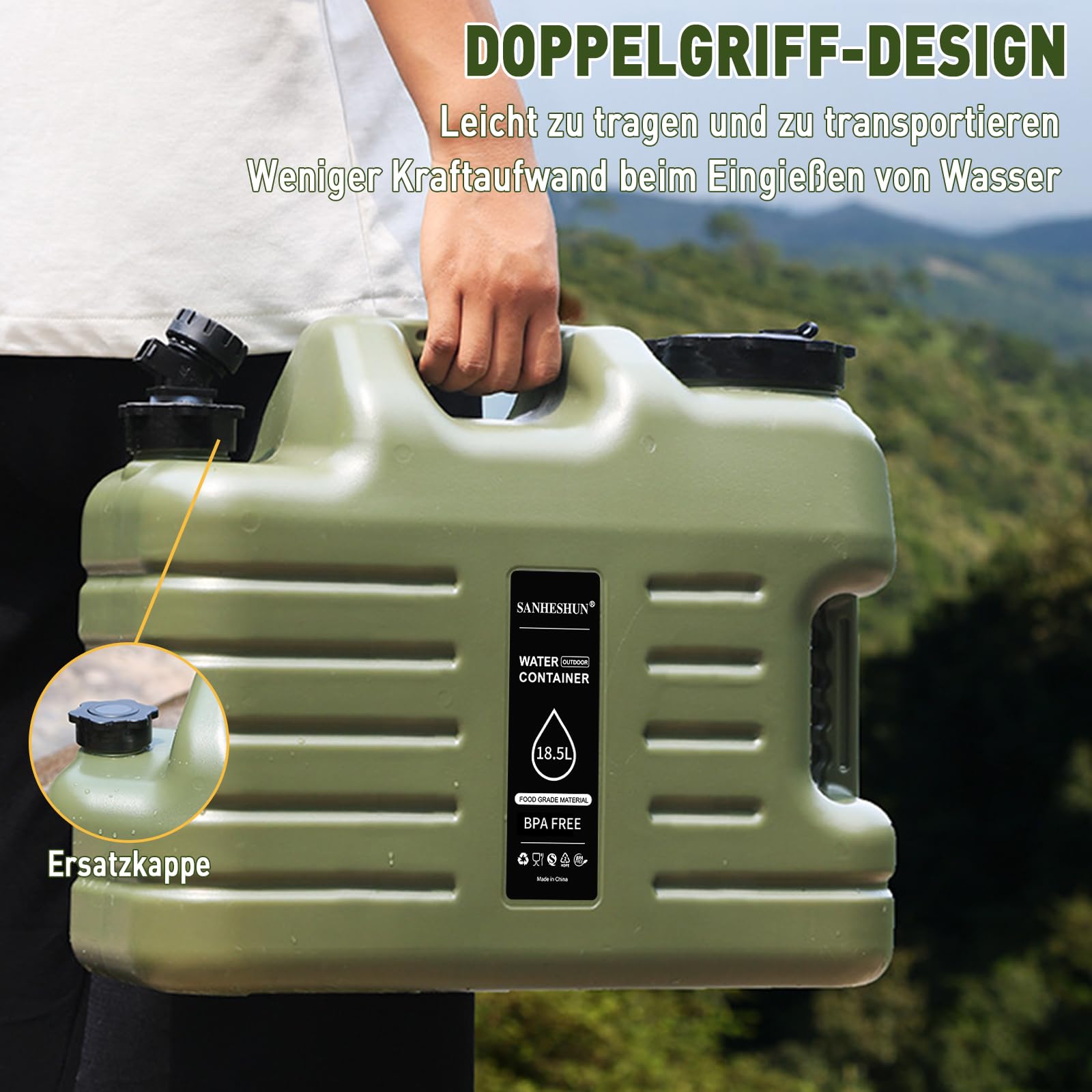 Wasserkanister mit Hahn, 10L / 12L / 18.5L , 28L Kanister mit Rollen