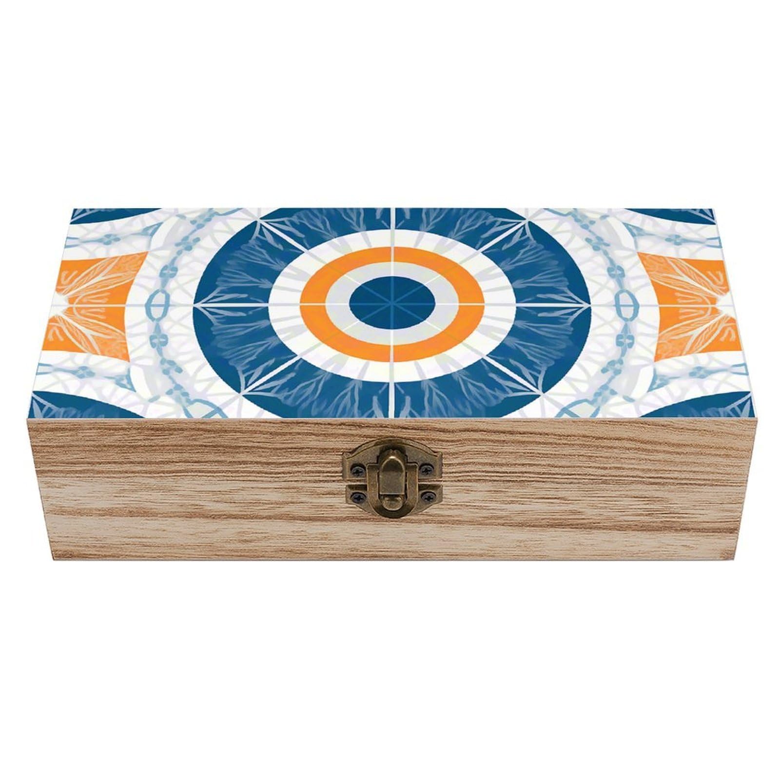 FodPand Decorative Keepsake Box Wooden Storage Boxes with Hinged Lid Handmade Art Deco Sunset Wood Organizer Memory Treasure Box for Jewelry Craft Card Photo Storage Wedding Bridal Shower Gifts