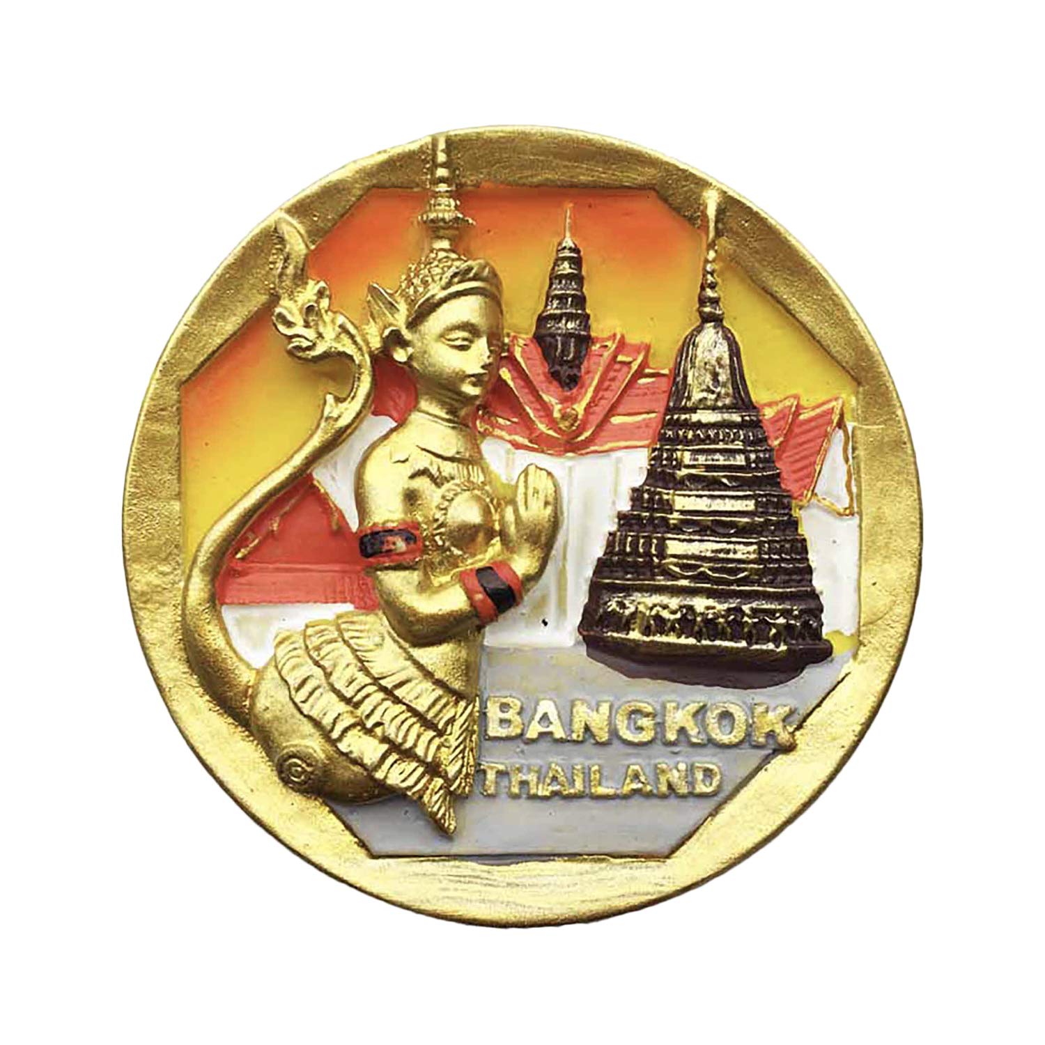 Wedarego Round 3D Bangkok Thailand Refrigerator Fridge Magnet Tourist Souvenirs Handmade Resin Craft Magnetic Stickers Home Kitchen Decoration Travel Gift
