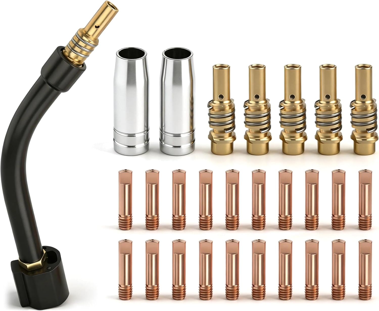 Eddyeweld 28pcs Titanium Mig 140 170 Unlimited 200 64804 64805 64806 Gun Parts Neck AK15 15AK For Binzel Style (0.035" 0.9mm)