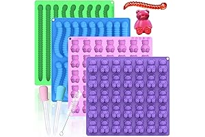 Large Non-Stick Silicone Gummy Bear and Worm Candy Making Molds