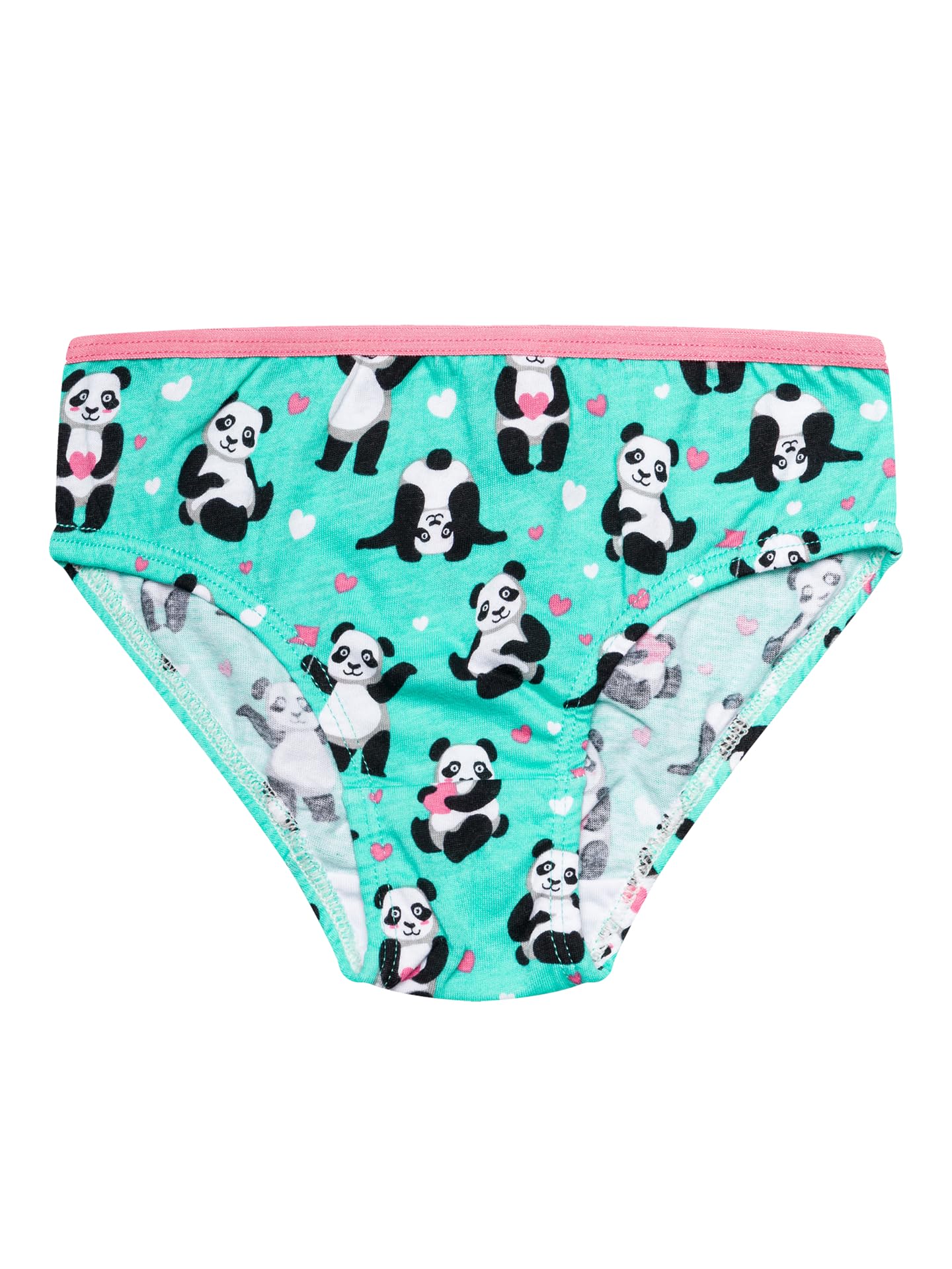 Dedoles Women's & Girls' Underwear Knickers Cotton Funny Designs Flowers Clouds Avocado Unicorn Party Mermaid, Design: Panda Hearts, Colour: Turquoise, Size: 2-4 years