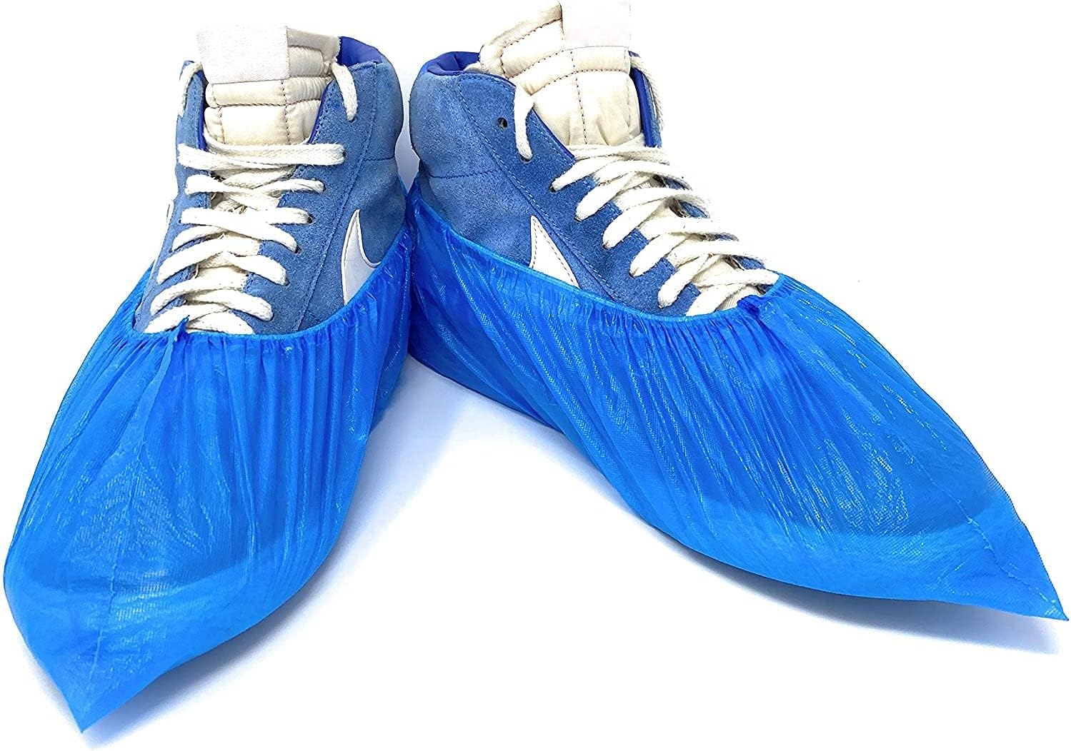 AQASKIN Durable Disposable Overshoes 3.2g - Disposable CPE Shoes - PPE - Personal Protective Equipment - Household Cleaning - Gardening - Blue