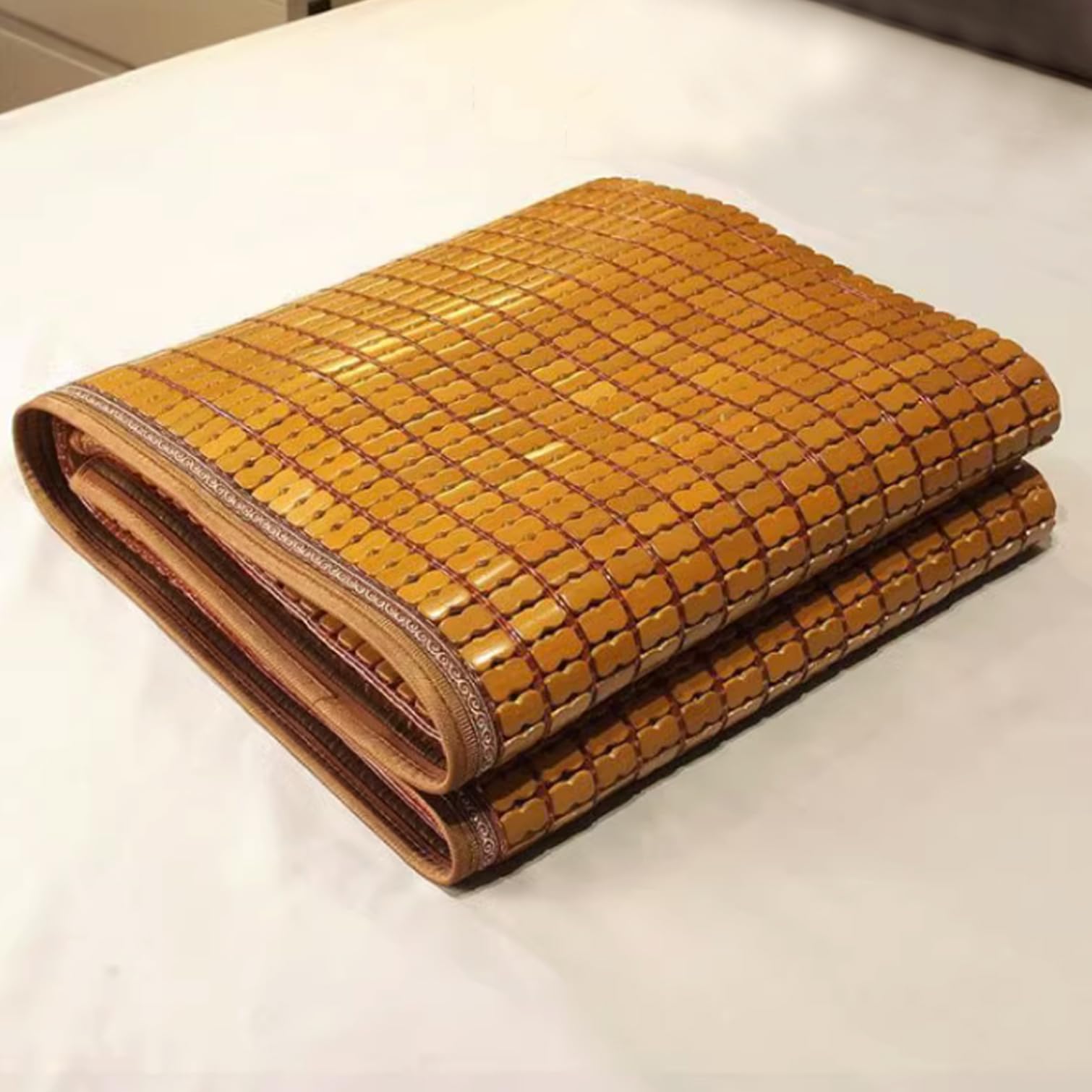 EYRMQWJPC Foldable Summer Bed Mat, Natural Bamboo Summer Sleeping Mat Carbonized Mahjong Foldable Cooling Pad Multiple Sizes(50x50cm(19.7x19.7in))