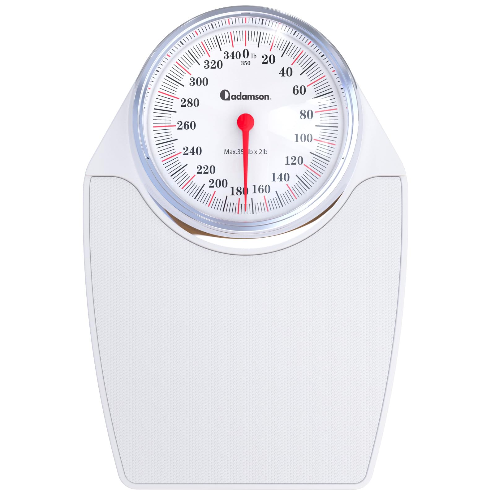 Adamson A24 Scales for Body Weight - Up to 350 LB - New - Anti-Skid Rubber Surface Extra Large Numbers - High Precision Bathroom Scale Analog -