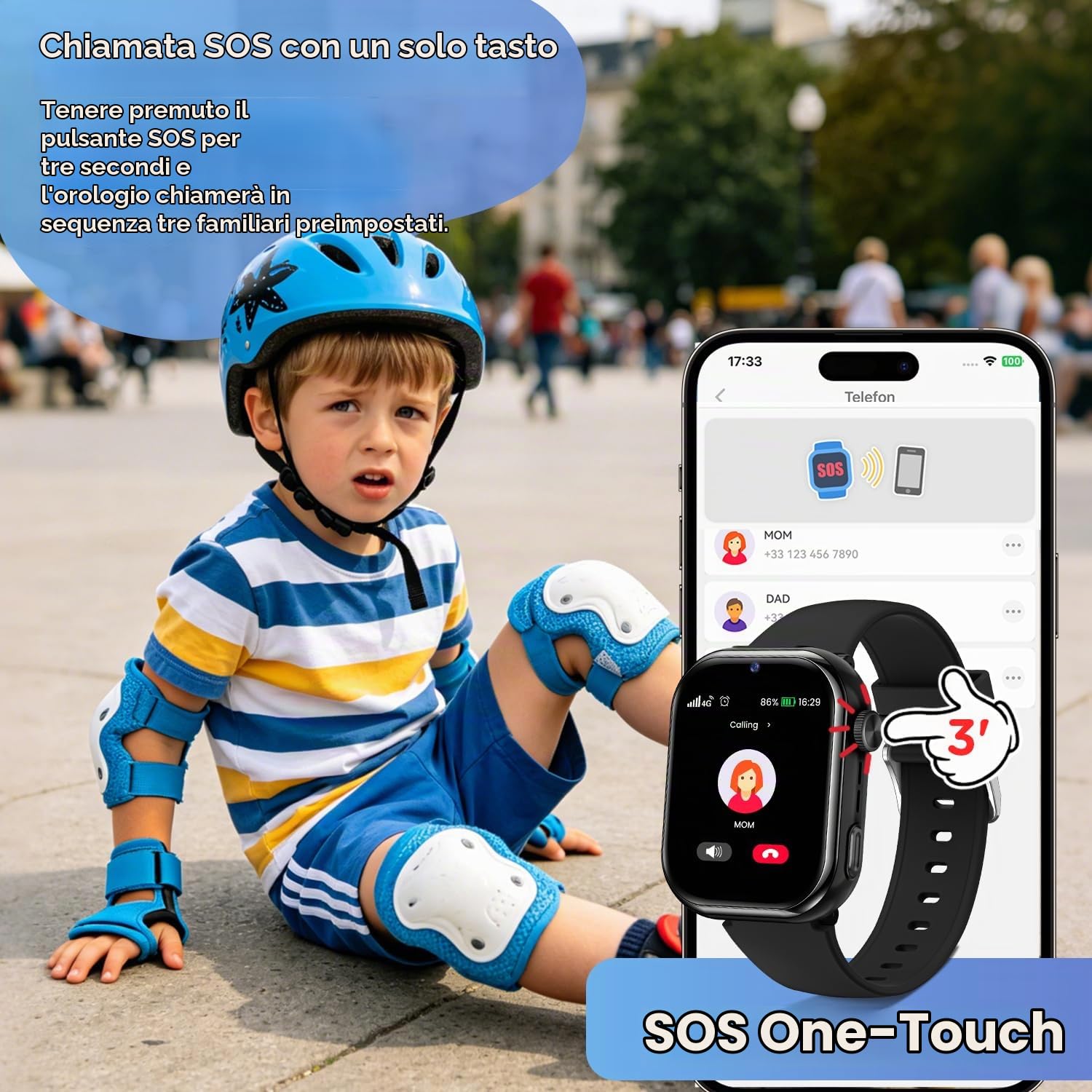 4G Smartwatch Bambini, IP68 Orologio Smartwatch Bambini con GPS, Chiamate, Videochiamate, Chat Vocale, Doppia Fotocamera, SOS, Modalità Scuola, Torcia, Sveglia, Smart Watch per Ragazzi e Ragazze Nero