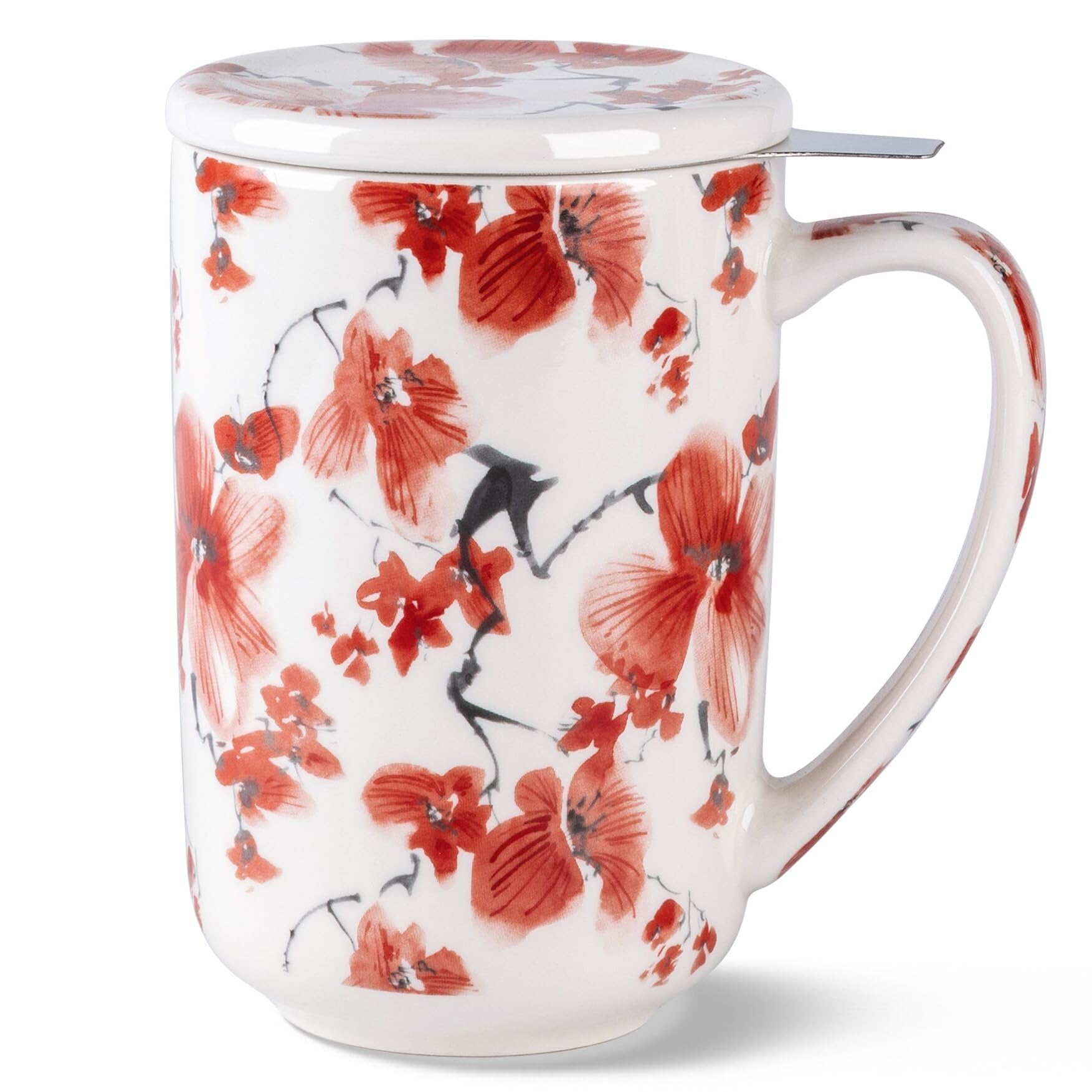 AmorArc Tea Cup With Infuser and Lid, 18oz Loose Leaf Tea Mug With Steeper