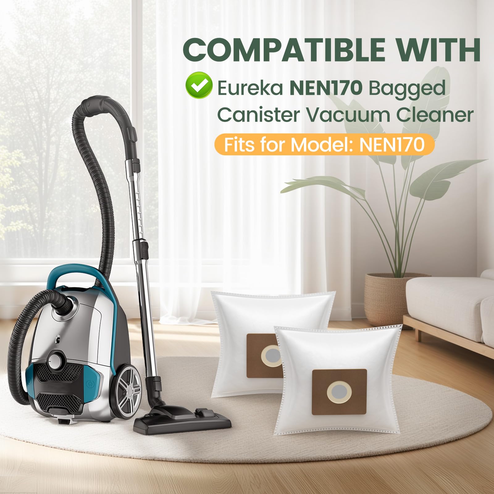 20 Pack NEN170 Vacuum Bags Compatible with Eureka NEN170 Bagged Canister Vacuum Cleaner, Specialized Replacement Eureka Vacuum Dust Bags, White