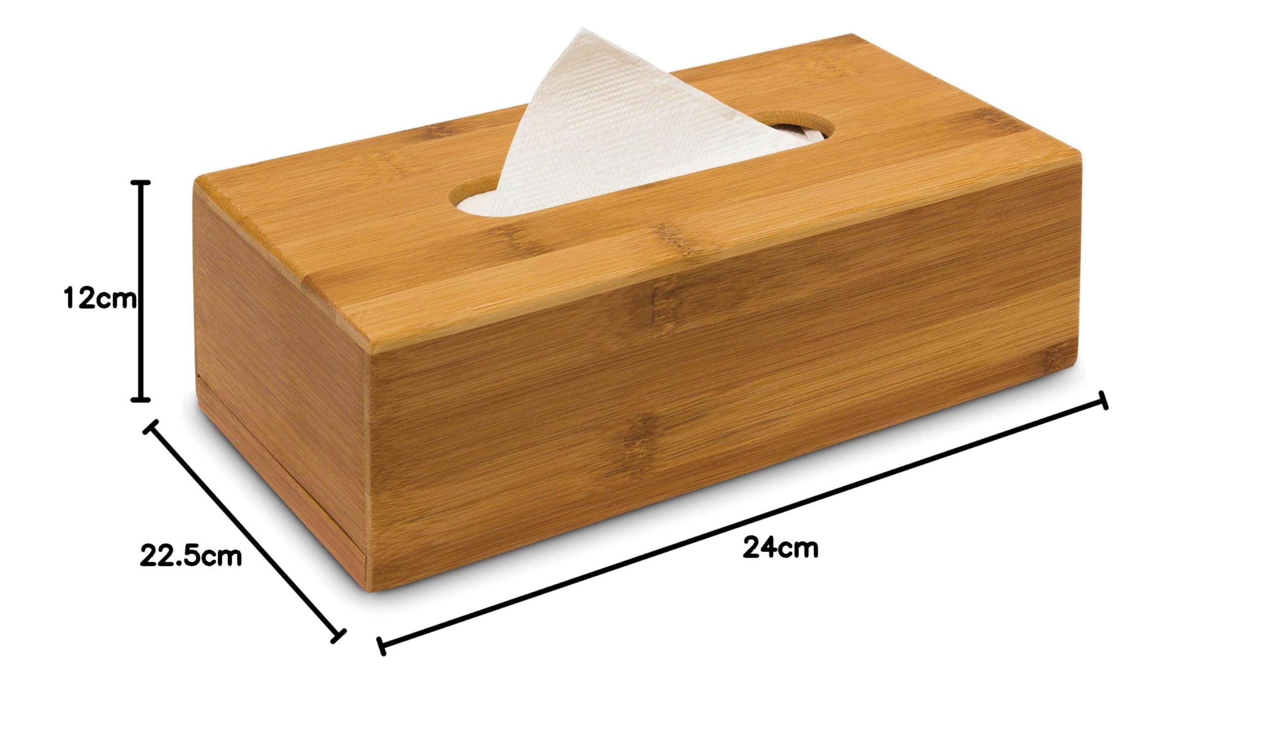 Relaxdays Kosmetiktücherbox aus Bambus HxBxT:7,5 x 24 x 12 cm Taschentuchspender, natur & Tücherbox mit Deckel aus Bambus, fürs Bad, modernes Design, Kunststoff, H x B x T: 10 x 23 x 13 cm, weiß/natur