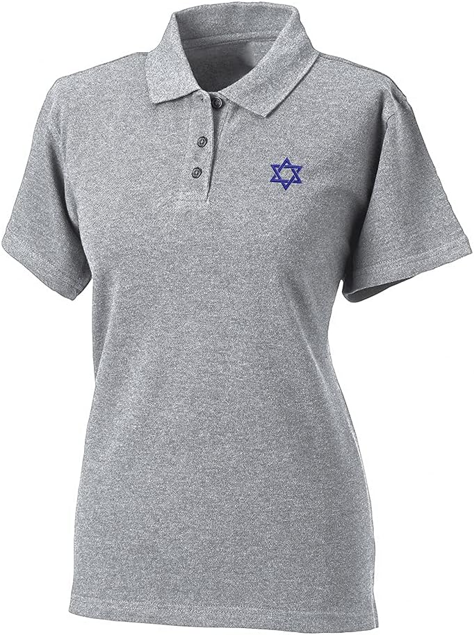 Womens Polos Shirts Short Sleeve Israel Star of David Embroidery Polo Shirts