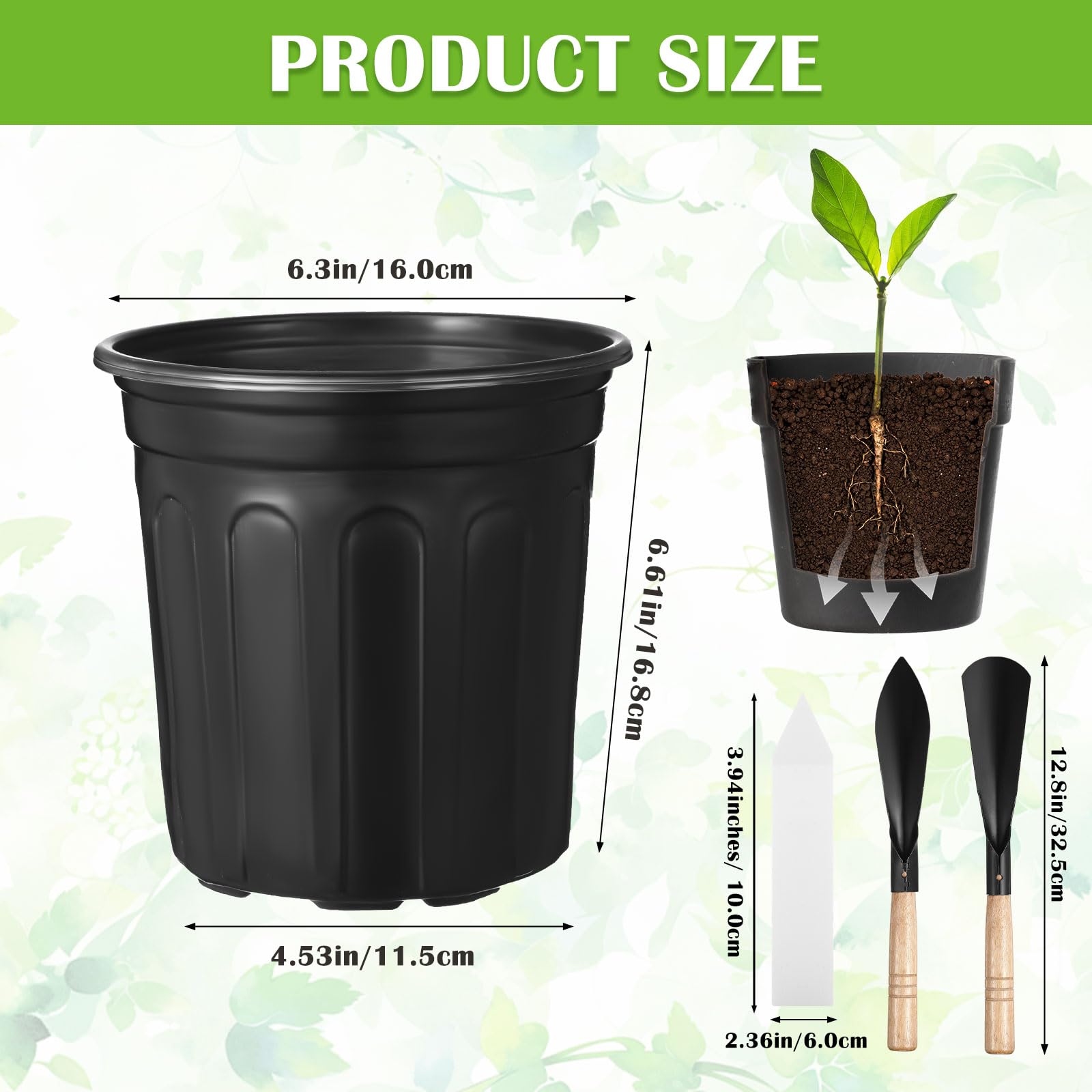 600 Pcs 1 Gallon Plastic Plants Nursery Pots Bulk with 600 Plant Labels, Thickened Soft Plastic Seedling Pots with Drainage Holes, Seedlings Nursery Planters Flower Plant Containers for Succulents