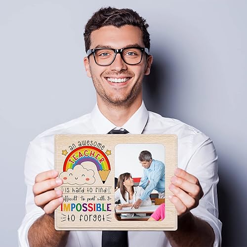 Miniatura 7 de D4DREAM Regalos de agradecimiento para profesores, marco de fotos personalizado de madera de 7 x 9 pulgadas, con capacidad para fotos de 4 x 6