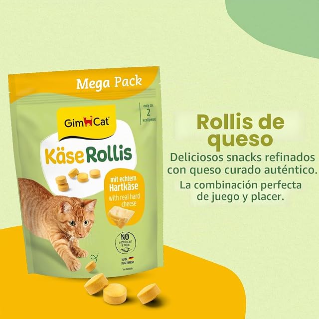 Foto 2 de 8 de GimCat Queso Rollis - Bocadillo para Gatos sin Cereales y Rico en vitaminas con Queso Duro Real