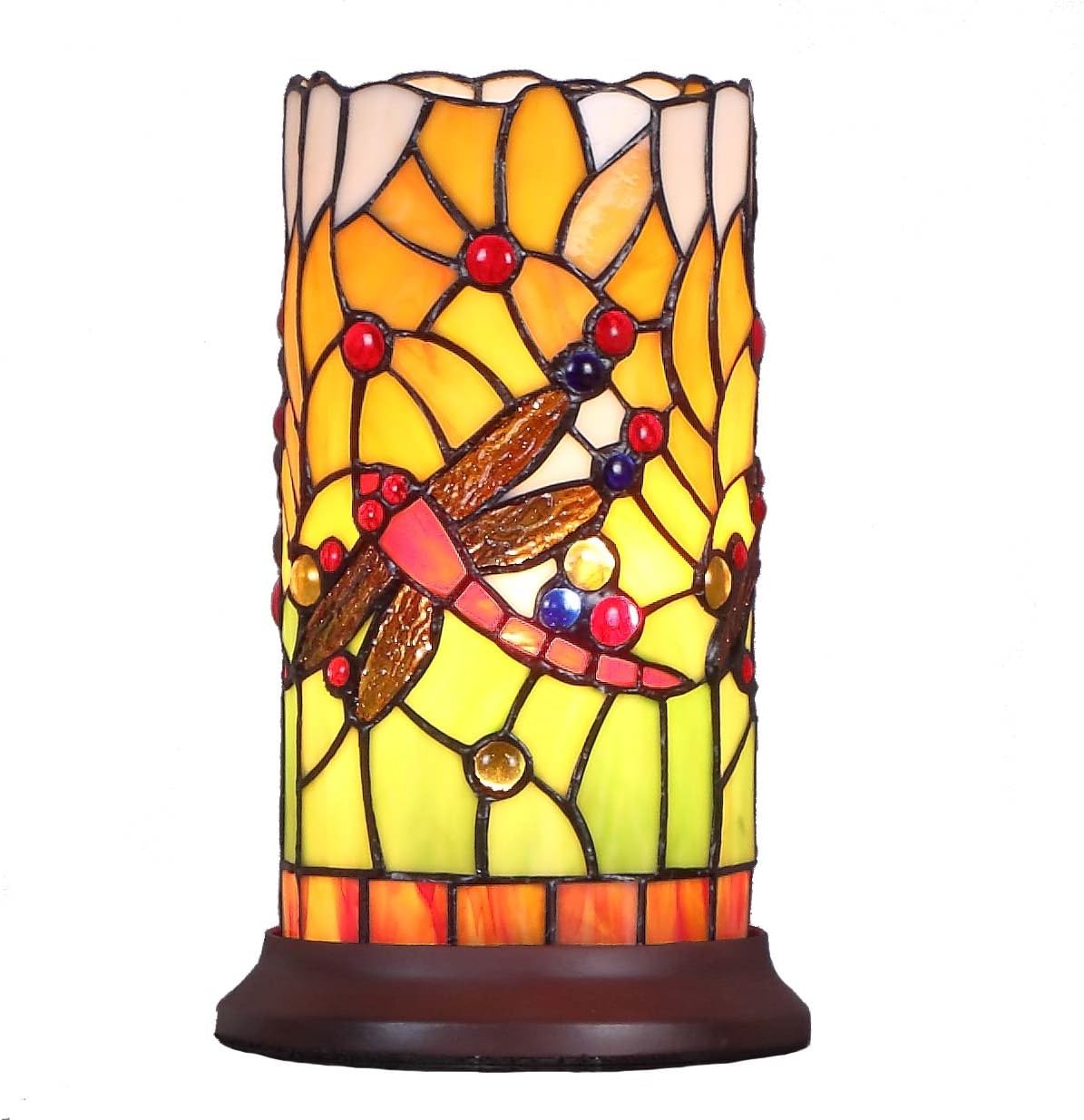 Holiday Deals 🛒 Bieye L10650 Dragonfly Tiffany Style Stained Glass Mini Table Lamp with Cylindrical Shade, 10 inch Tall Review Product Bieye L10650 Dragonfly Tiffany Style Stained Glass Mini Table Lamp with Cylindrical Shade, 10 inch Tall
