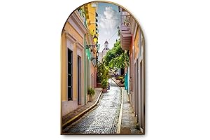 Framed Canvas Wall Art by PEYQULTXNE: Vibrant Puerto Rico Street Scene