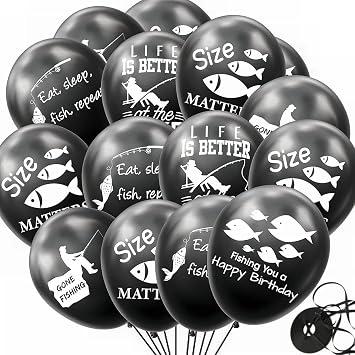 Gone Fishing Latex Balloons Little Fisherman Party Balloons Fishing Birthday Fishing Party Balloons for Adults Fishes Reel Fun Birthday Photo Props Party Decorations Supplies