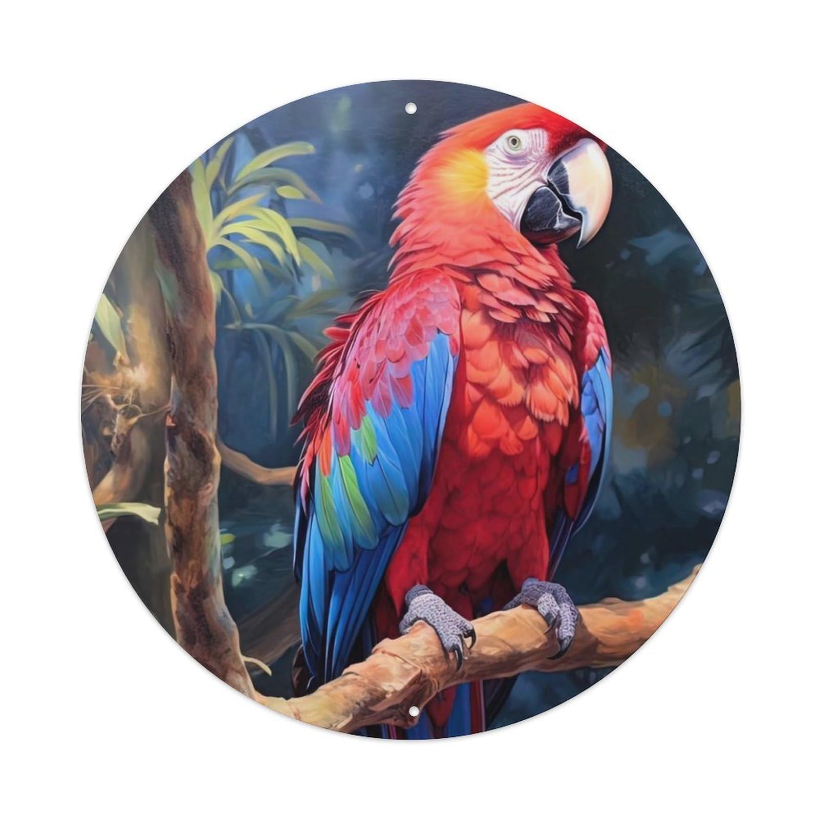 Animal Artwork Parrot on The Branch Metal Tin Sign