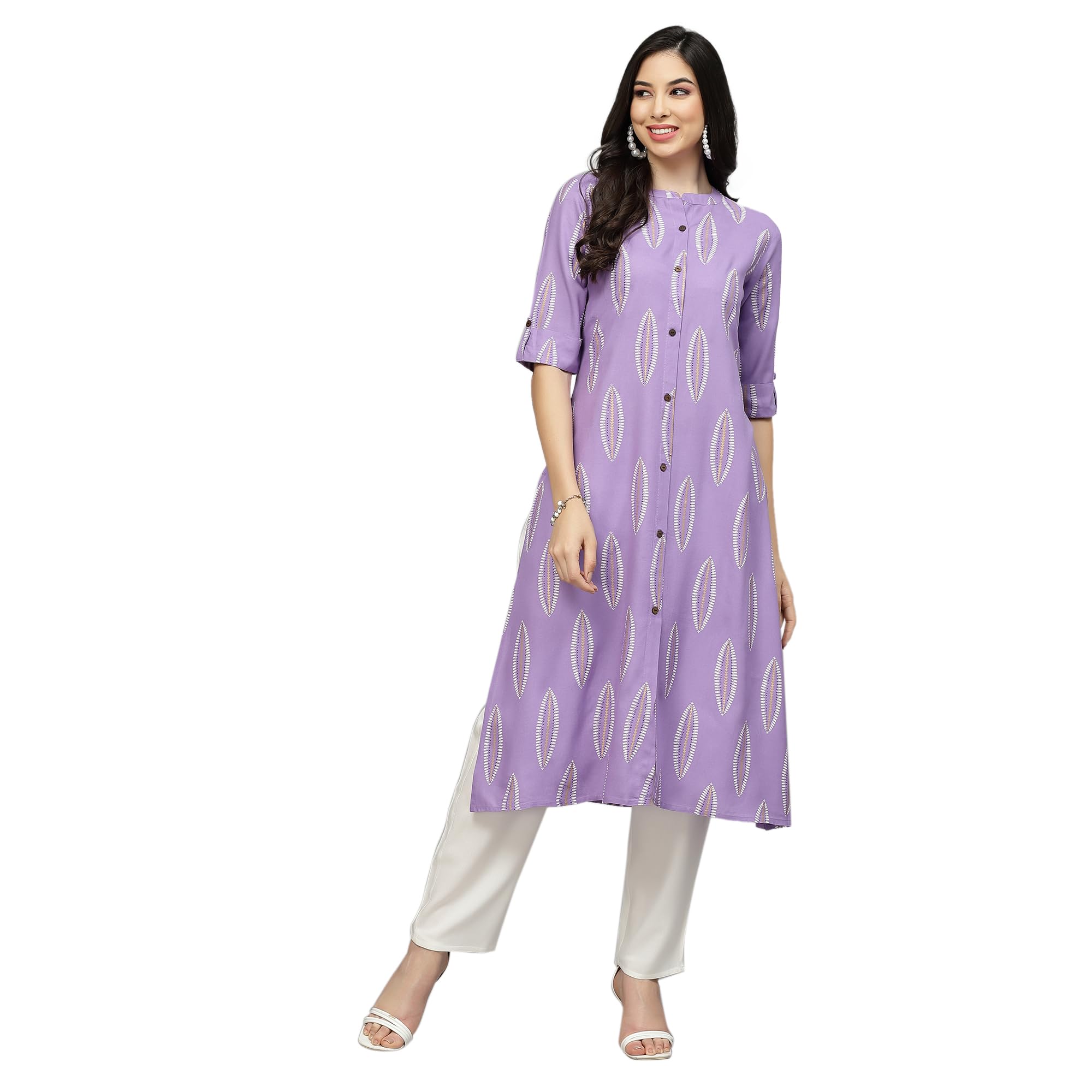 Stylum Women's Floral Print Rayon A-Line Kurta