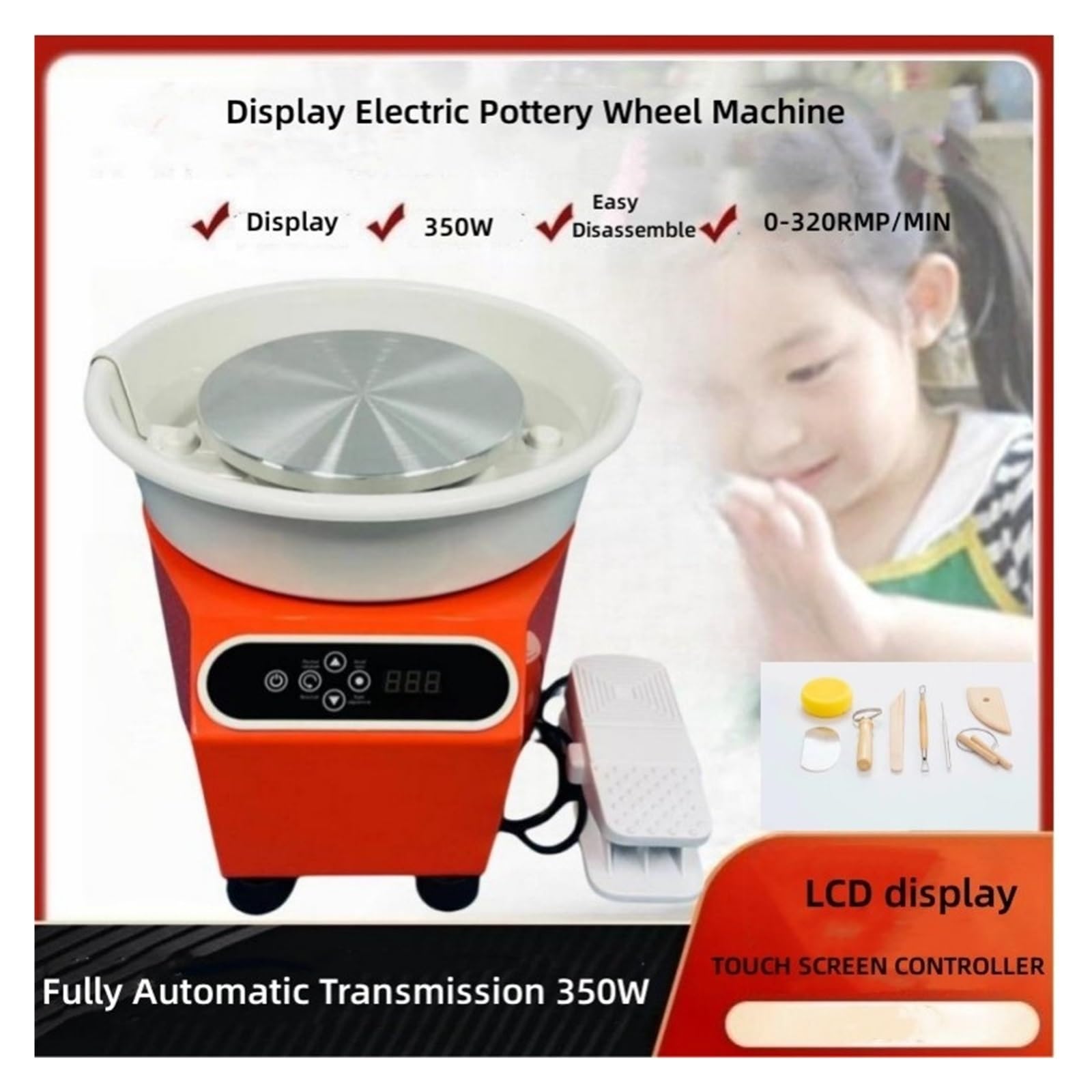 Wyświetlacz dotykowy LCD elektryczne koło garncarskie ceramiczna maszyna do formowania glina 350 W DIY rzeźbienie dla początkujących rzemiosło artystyczne łatwe wszechstronne zastosowanie