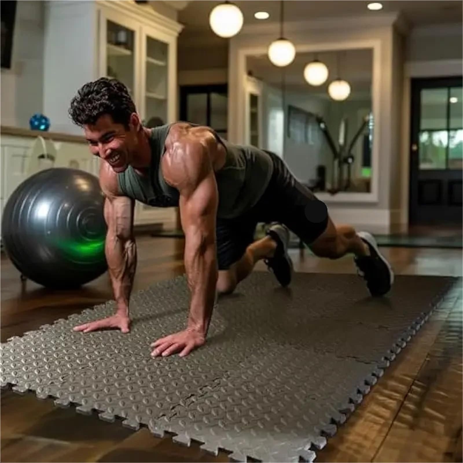Baldosas de Espuma entrelazadas for Suelo, alfombras Entrenamiento Fitness fácil Montaje, Estera entrelazada Suave, Yoga for el hogar, 8 Uds para Gimnasio(Black)