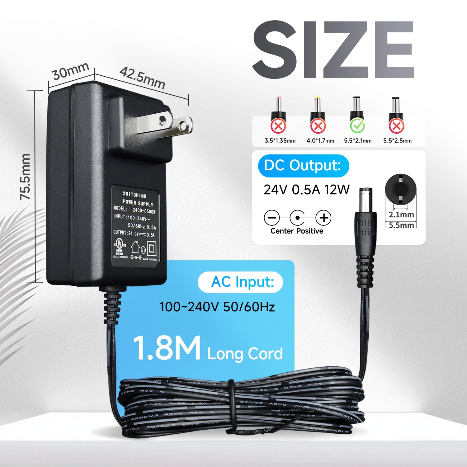 Adaptateur 24V/0.5A Pour Diffuseur D'huiles Essentielles - Chargeur 1,5m, Prise UE, Blanc - 3