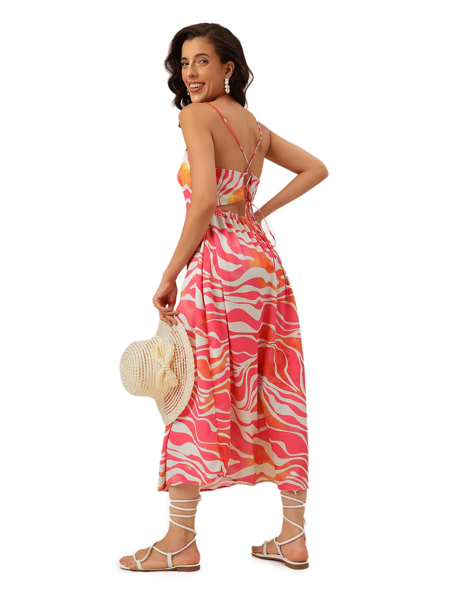 Abstract Printed Double Georgette A-line Dress-image-33