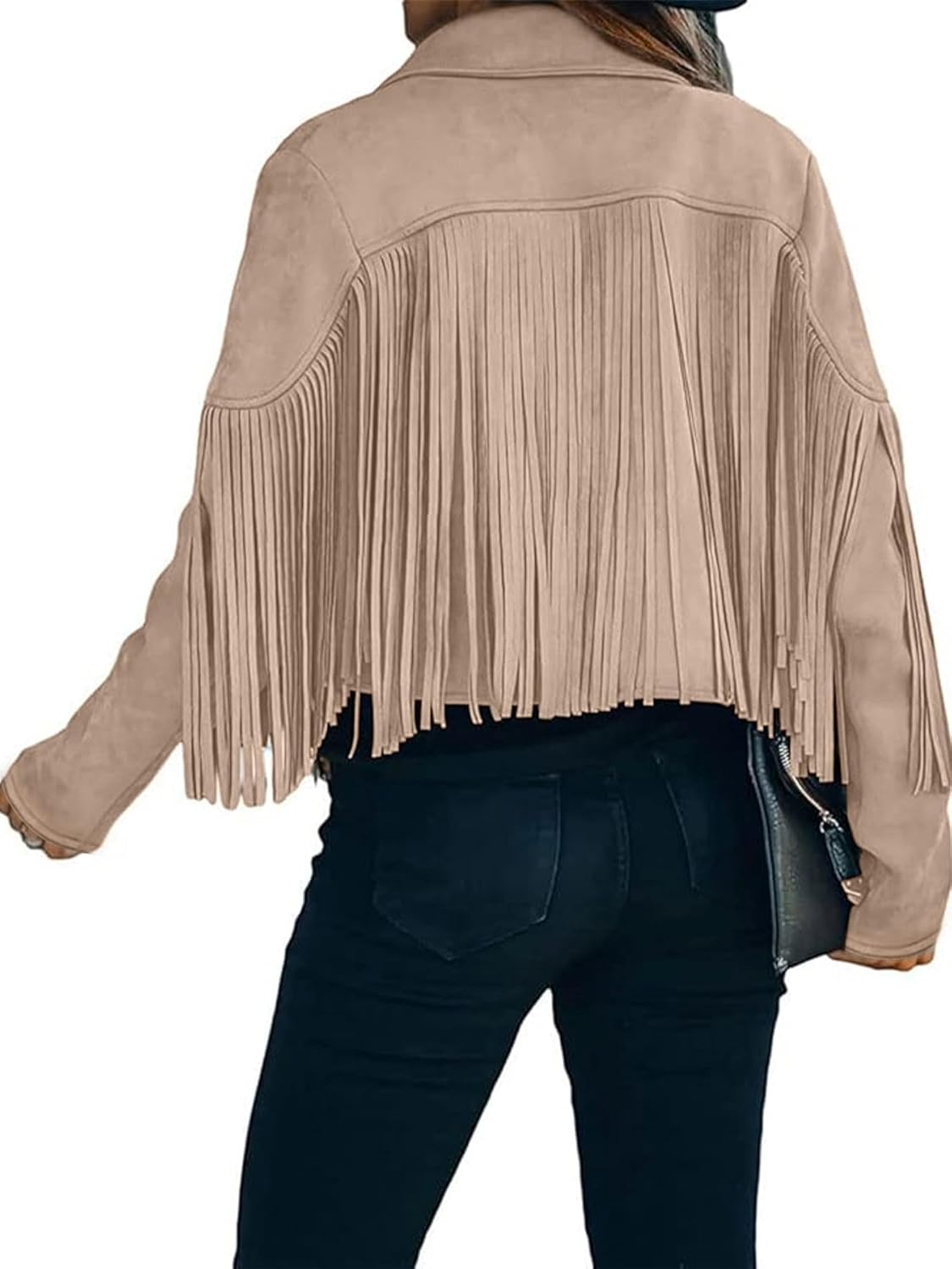 Faux Suede Leather Jackets For Women Trendy Fall Western Fringe Cropped Jacket 2025 Tassel Motorcycle Crop Coats - Image 3