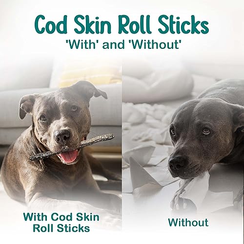 Miniatura 6 de Ocean Tides Golosinas de piel de bacalao del Atlántico islandés para perros y gatos secos crujientes magros masticables
