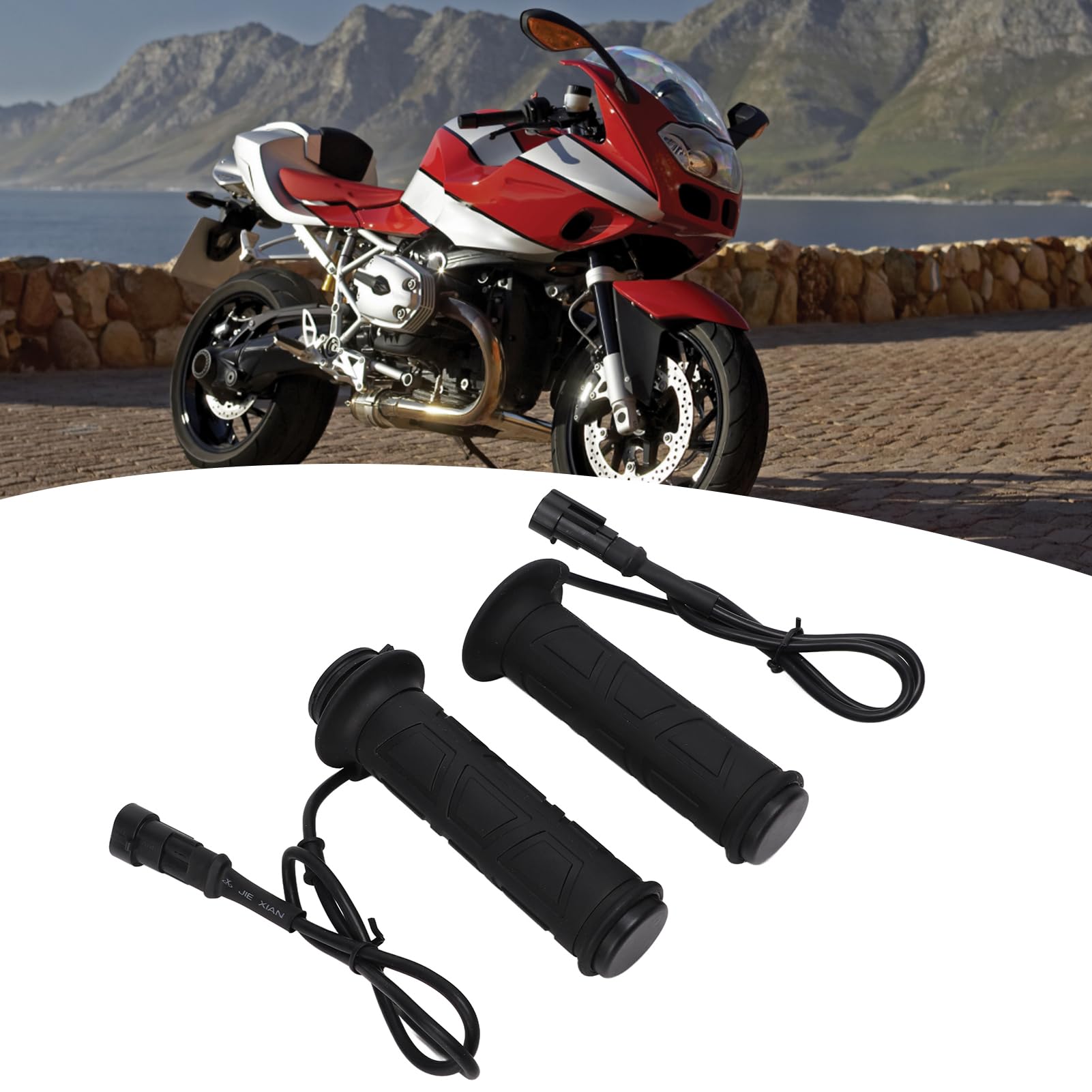Poignée chauffante pour Moto 22 mm, 3 Vitesses, température réglable, en Alliage d'aluminium TPV Noir, Universel pour Toutes Les Motos, VTT, Confort de Conduite en Hiver