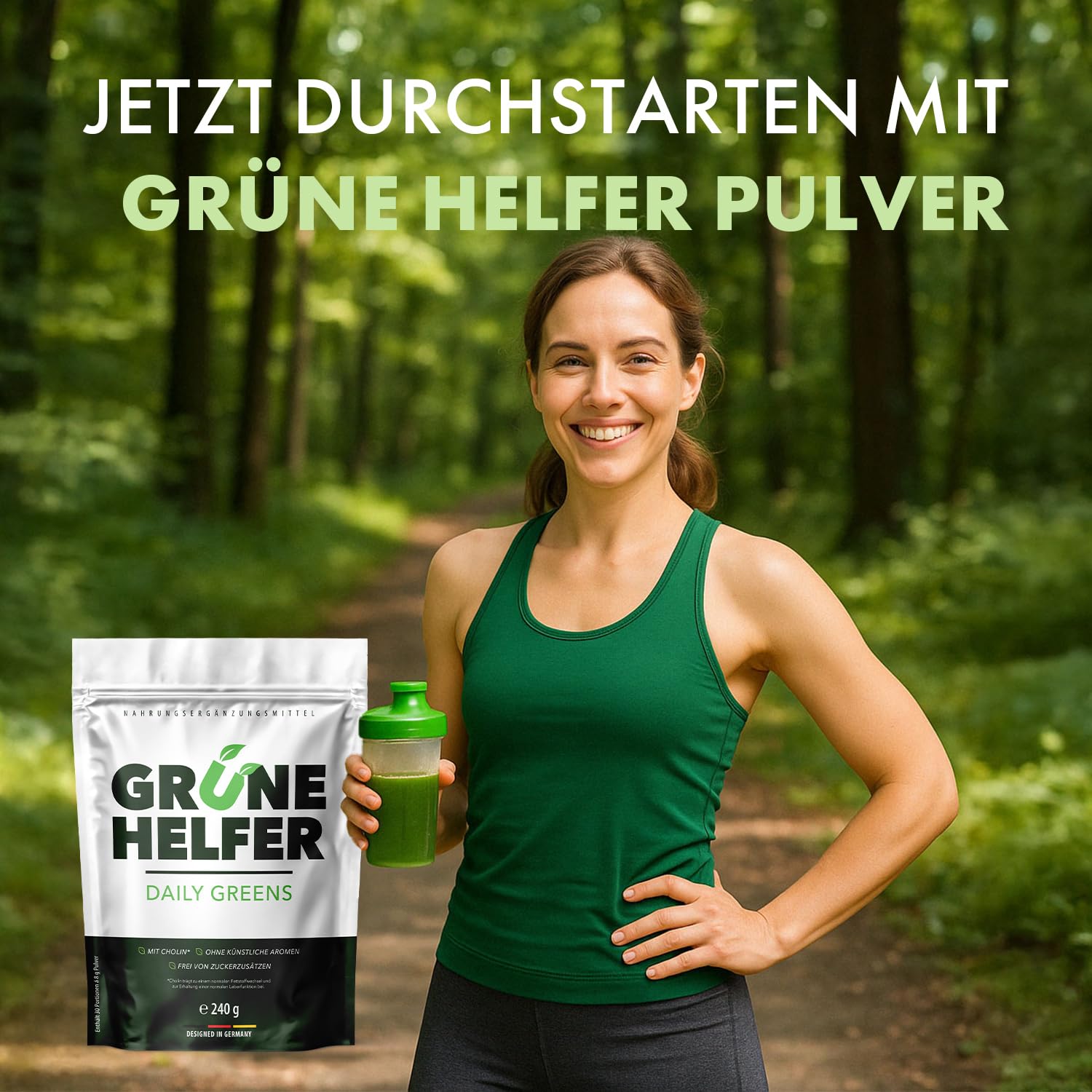 Grüne Helfer Pulver | mit Pflanzenstoffen und Cholin | natürliches Pflanzenpulver | 240 g Inhalt