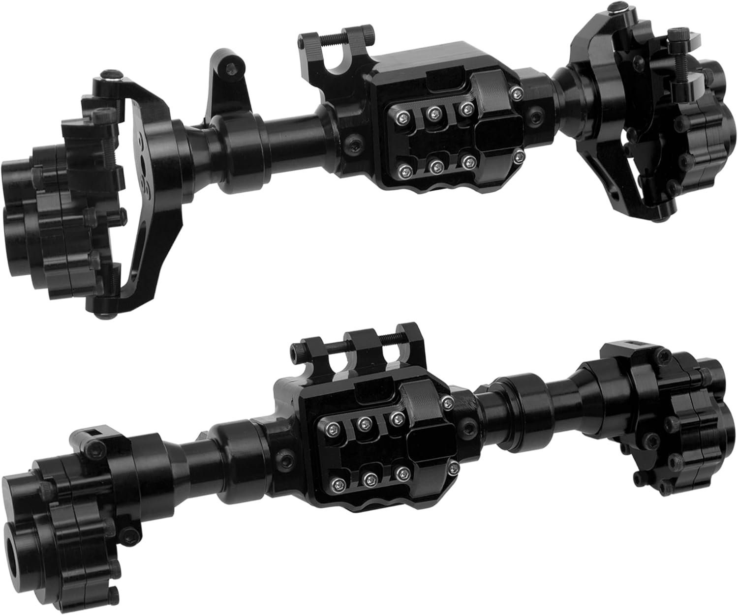 ShareGoo Aluminum Alloy Front & Rear Portal Axle Housing Set Compatible with Traxxas TRX4 Defender Bronco 1/10 RC Crawler Car Upgrades Part (Black)