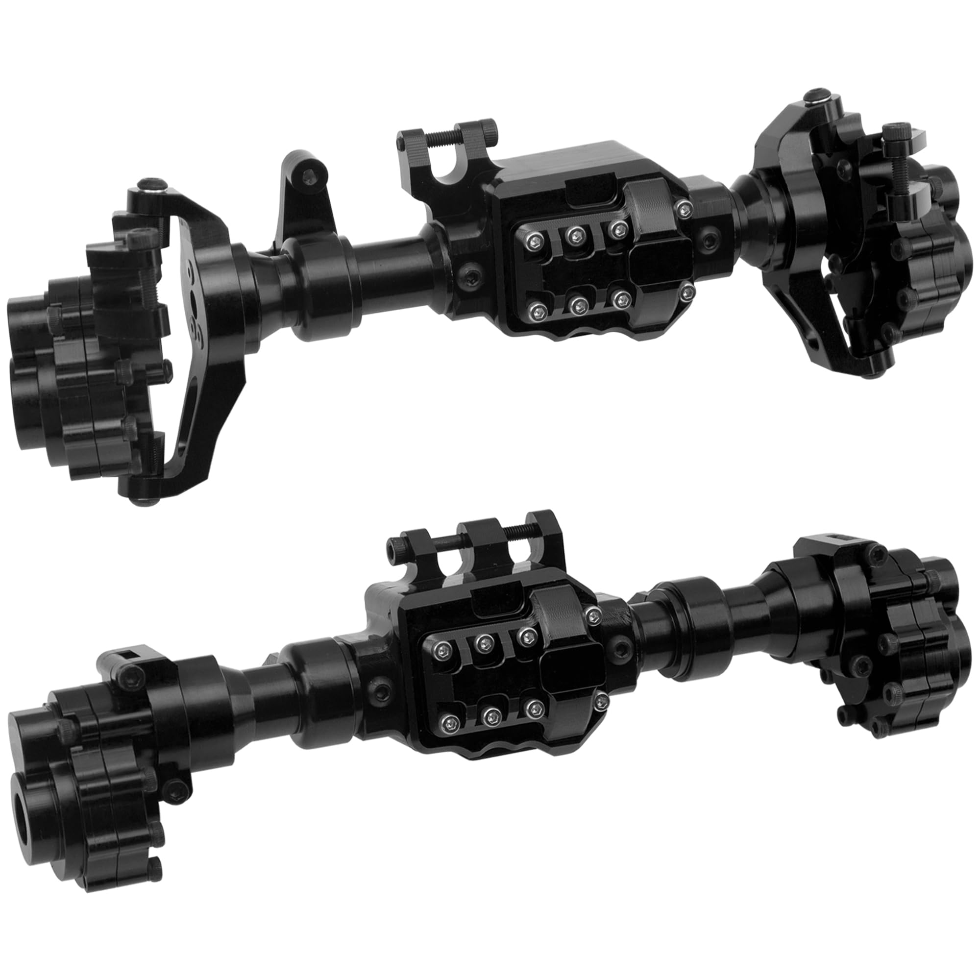 ShareGoo Aluminum Alloy Front & Rear Portal Axle Housing Set Compatible with Traxxas TRX4 Defender Bronco 1/10 RC Crawler Car Upgrades Part (Black)