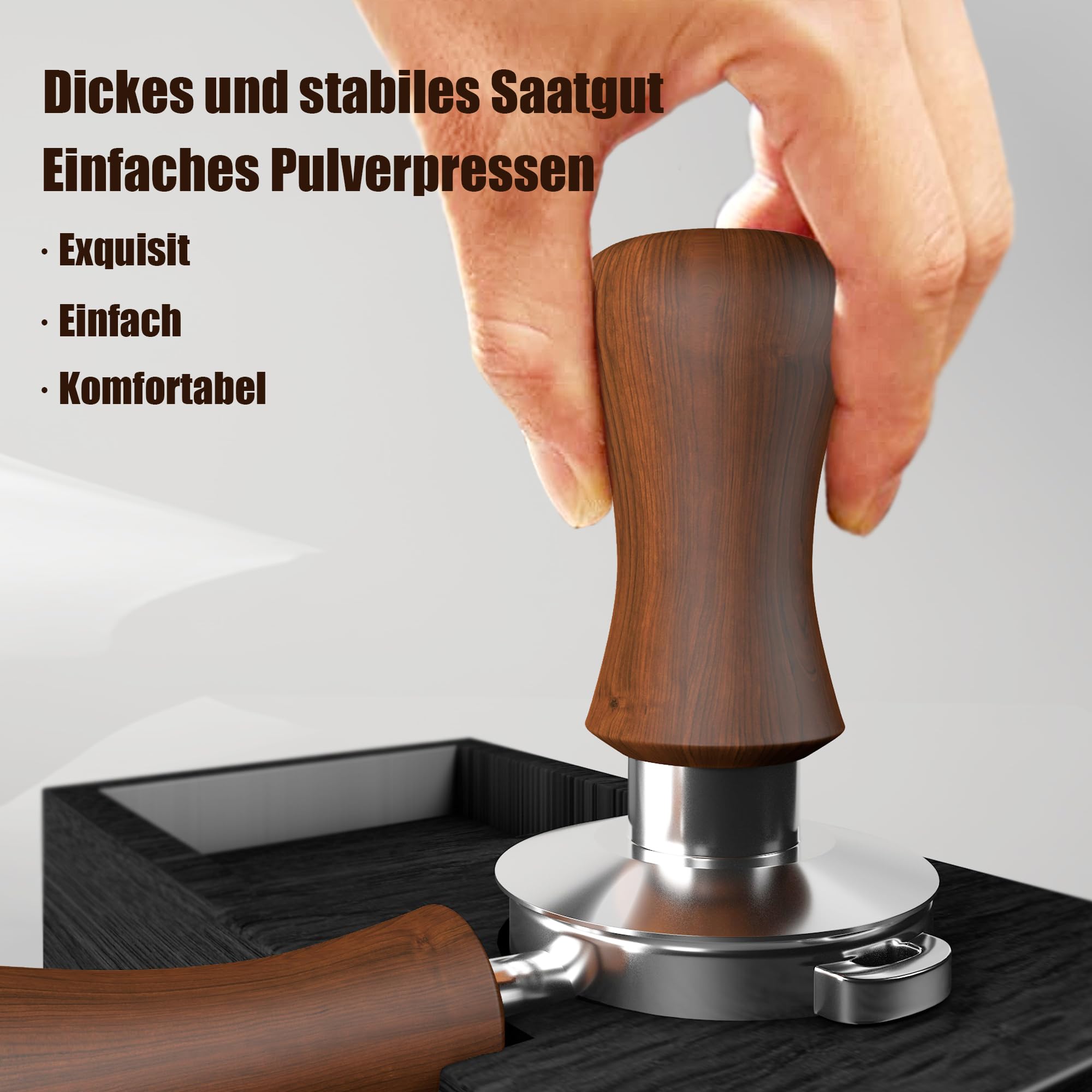 KYONANO Tamper 58,5 mm, caffè espresso, elegante Decent Force Tamper, calibrato a pressione di contatto 30 lbs, acciaio inox 304, macchina per caffè espresso