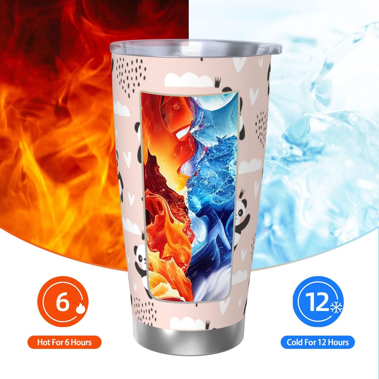 Xinvast Panda Coffee Tumbler Vacuum Insulated Stainless Steel Water Bottle Travel Mug for Girl Women Friends Gifts 20 Oz - Image 4