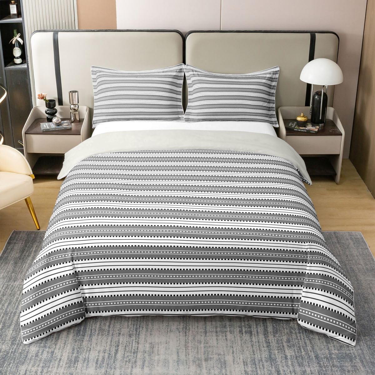 Homemissing Retro Striped Baumwolle Bettwäsche Set 200x200cm Erwachsene