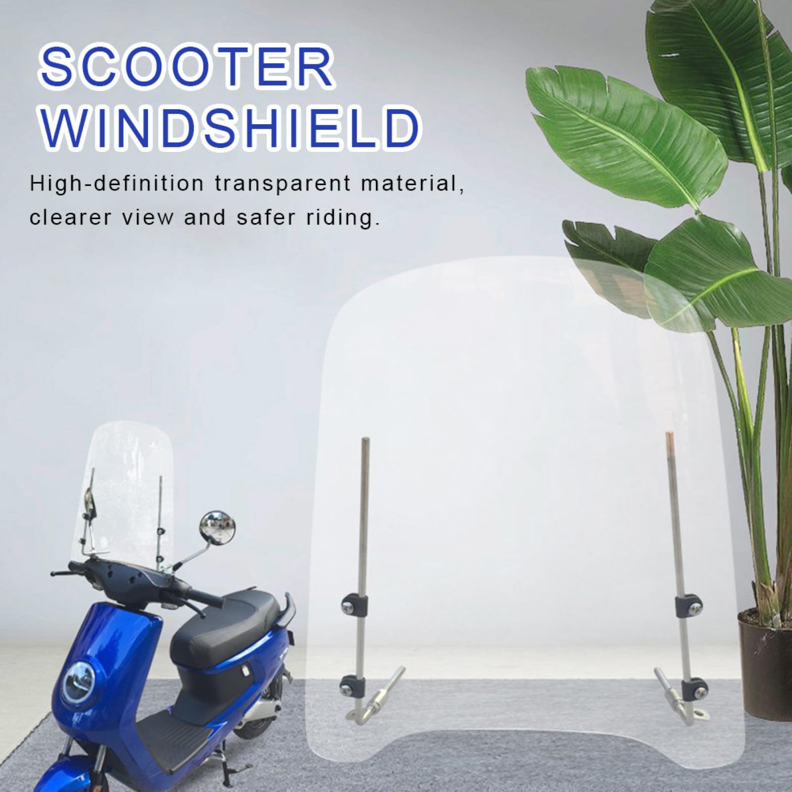 Pare-brise universel pour scooter – Pare-vent transparent HD, protection pour moto et cyclomoteur | Déflecteur Transparent pour Dirt Bike, protection réglable, accessoire d'équitation en plein air Com