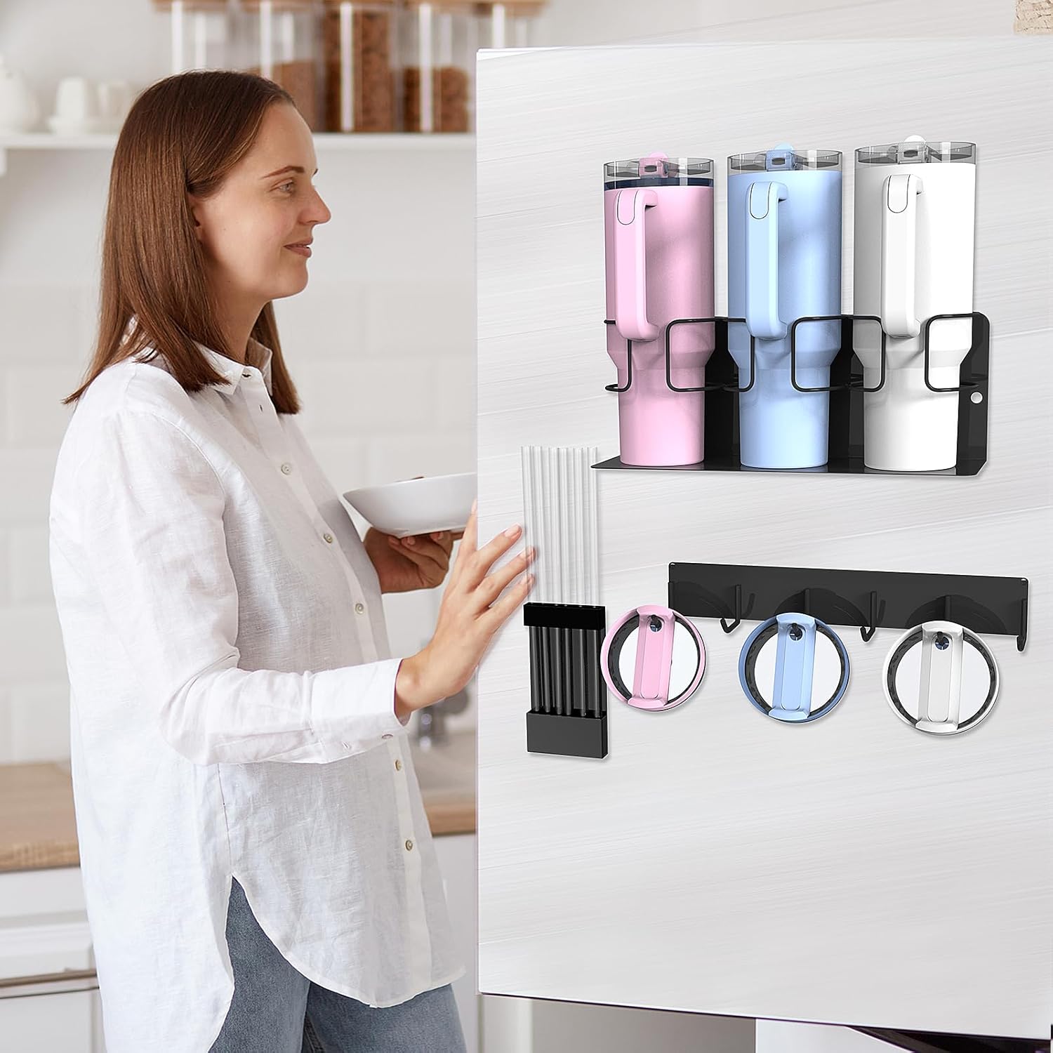 2Pack Magnetic Stanley Cup Holder for Refrigerator, Water Bottle Organizer for Stanley 40oz Tumbler, Stanley Cup Accessories for Kitchen Cabinet - Image 4