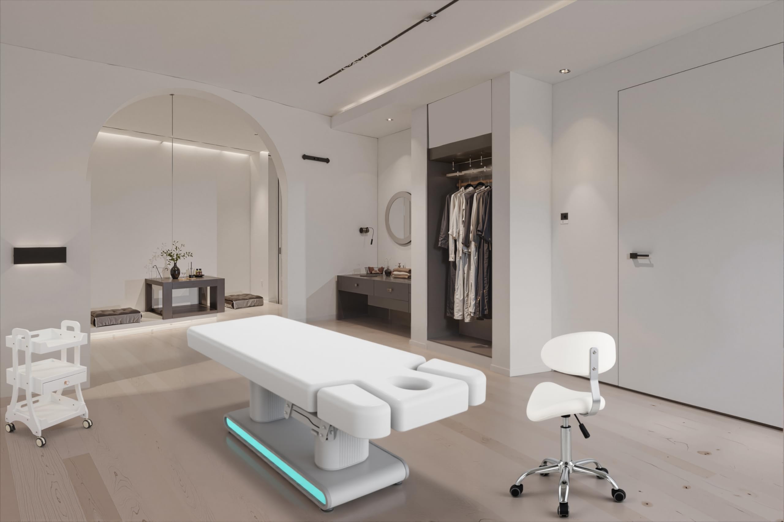 Medeo L00242 Chaise longue de massage électrique avec 4 moteurs, fonction mémoire et chauffage LED