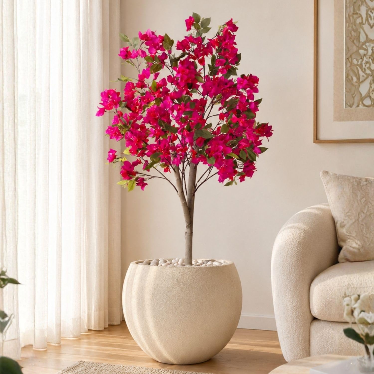 MASON HOME Artificial Pink Bougainvillea Plant Without Pot - 5 Feet | Realistic Plant - Trees - Flowers | Indoor Tropical | Home - Shop - Office | Gifting - Décor - Ambience - Durable | No Maintenance-image-27