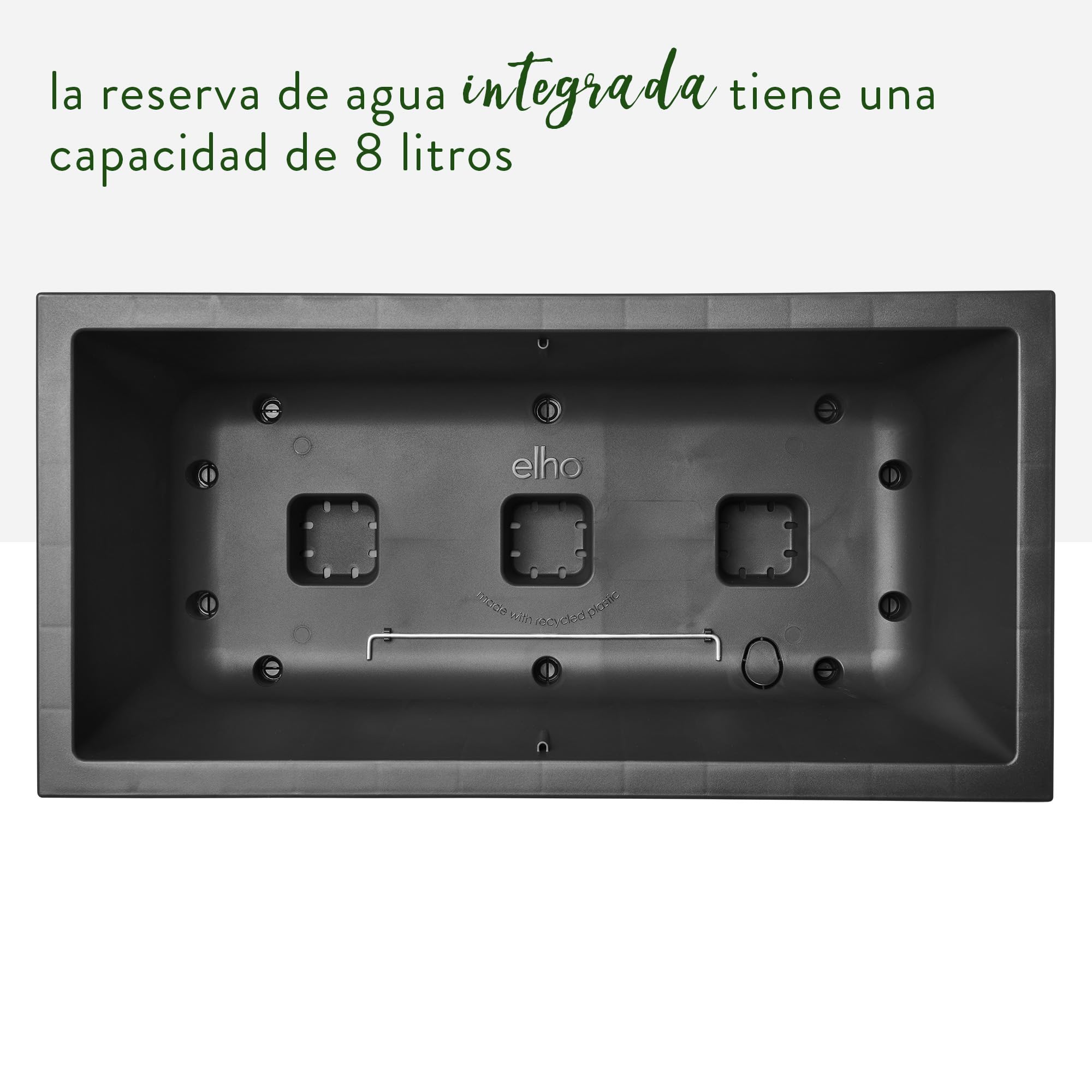 Elho Vivo Next Long 60 - Macetero por Interior y Exterior - L 59.0 x H 29.2 cm - Living Black