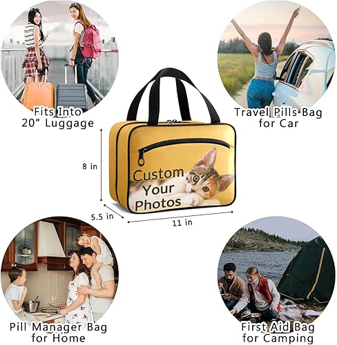 Miniatura 2 de Naanle Bolsa organizadora de píldoras personalizada con foto, botella de píldoras de viaje, organizador de medicamentos, bolsa de medicamentos para
