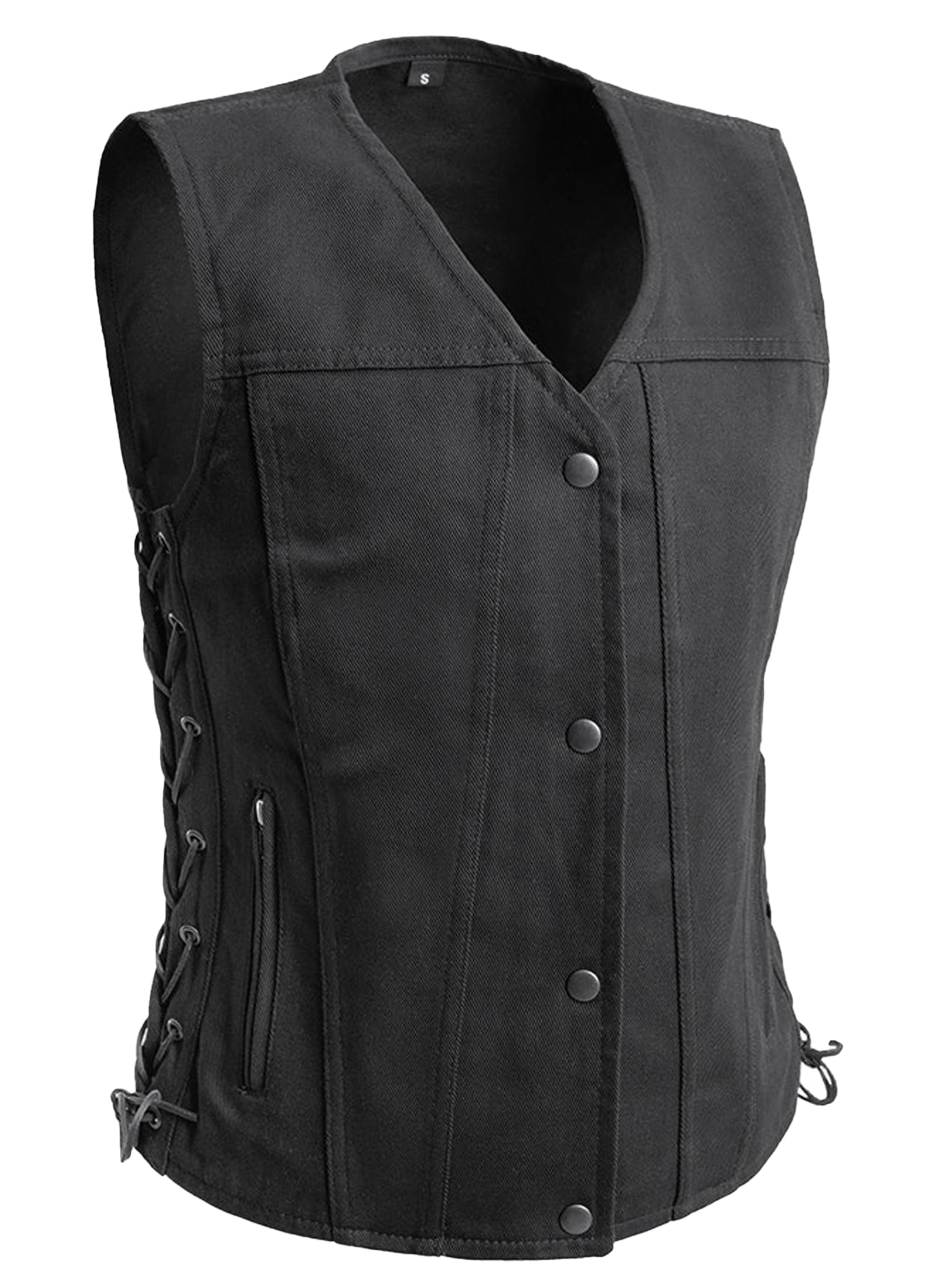 First Mfg CoTiff - Women's Motorcycle Biker Riding Twill, Denim Vest