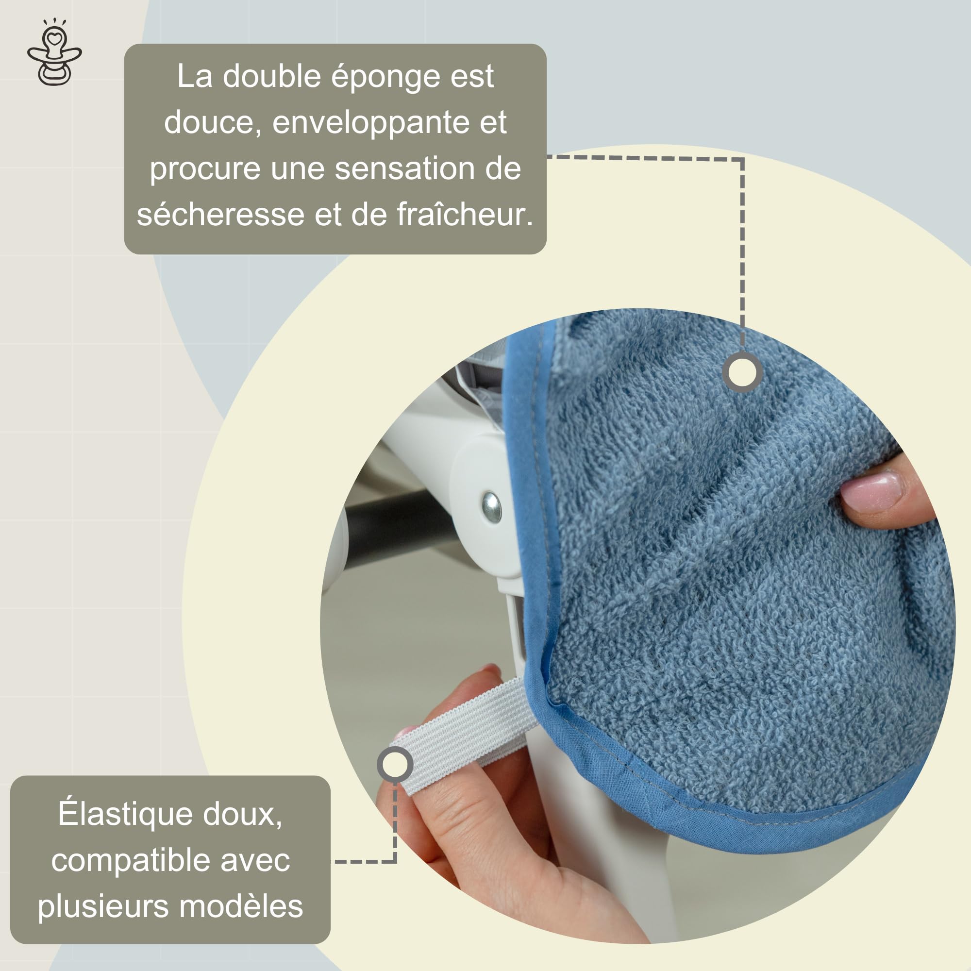 Babysanity Housse de Chaise Haute Universelle en Mousse de Coton Douce Apporte à Votre Chaise Haute une Sensation de Sécheresse et de Fraîcheur 100% Fabriqué en Italie (Gris)