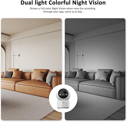 Miniatura 6 de 2 paquetes de cámaras de seguridad para interiores 2K, monitor de bebé y cámara para mascotas de 360 grados para seguridad del hogar, compatible con