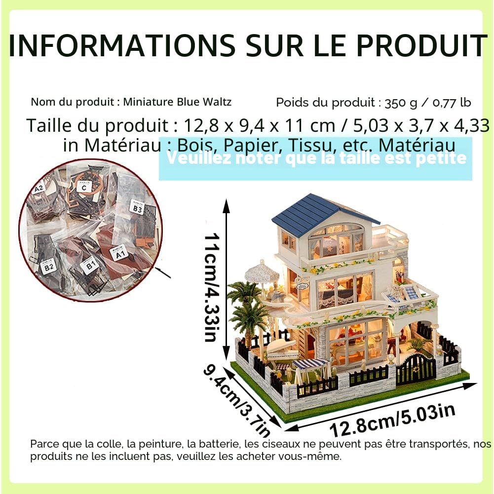 Maison de poupée Miniature en Bois de Style européen, kit de Construction de Maison de poupée DIY, bâtiment de Villa 3D, modèle de créativité, Cadeaux pour Amis et Parents