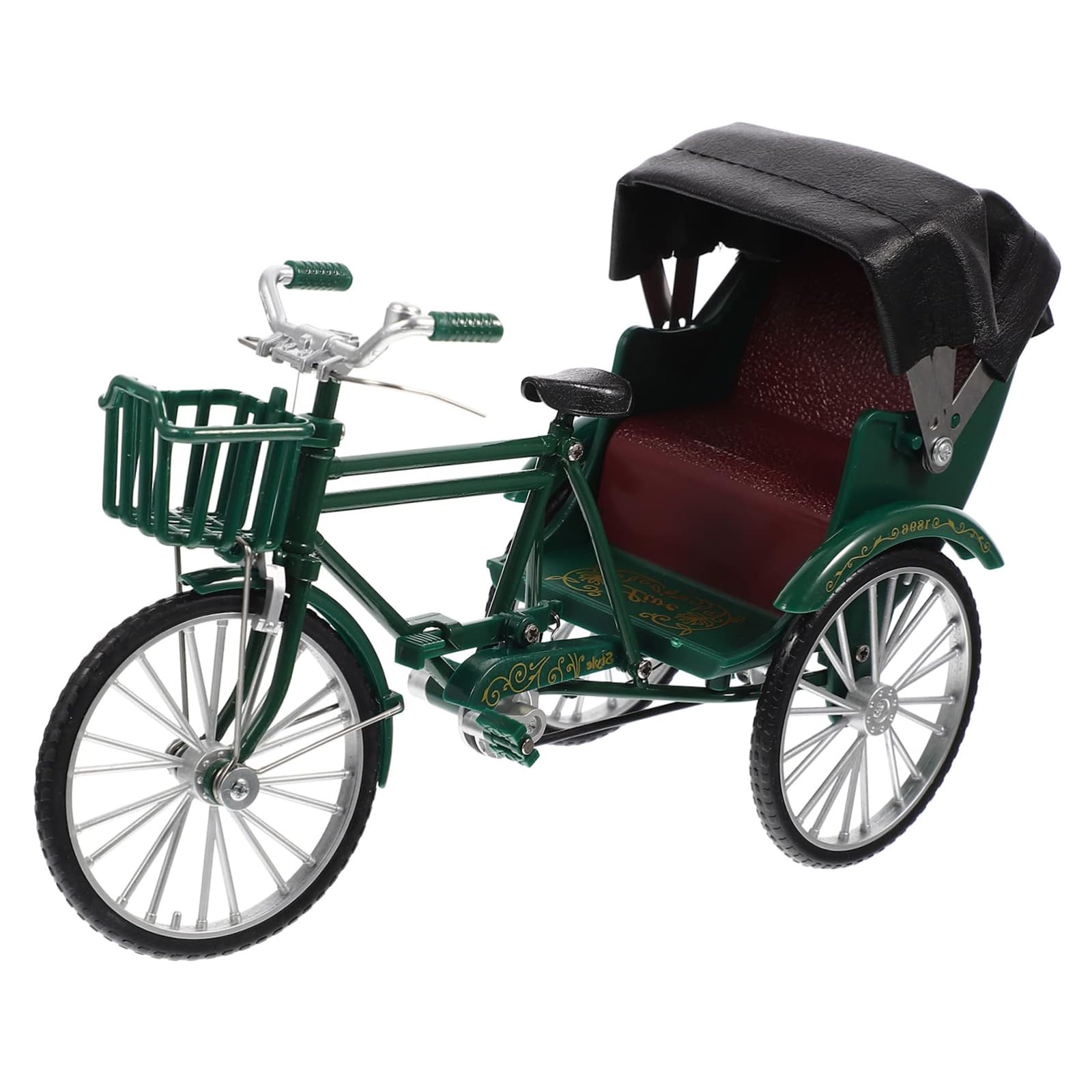 Maxtonser 1:10 Iron Three Wheeld Rickshaw Miniature Figurine Tricycle Model Creative Desktop Decoration For Adults Collectors