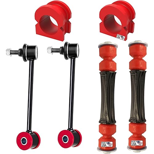 Suspension Dudes 6 PC Front/Rear Sway Bar Stabilizer Link Kit + CODE RED Bushing Kit Fits Escalade, Avalanche, Suburban, Tahoe, Yukon, 2007-2020 36 MM Stabilizer Bar, K700538 K200222 K6700
